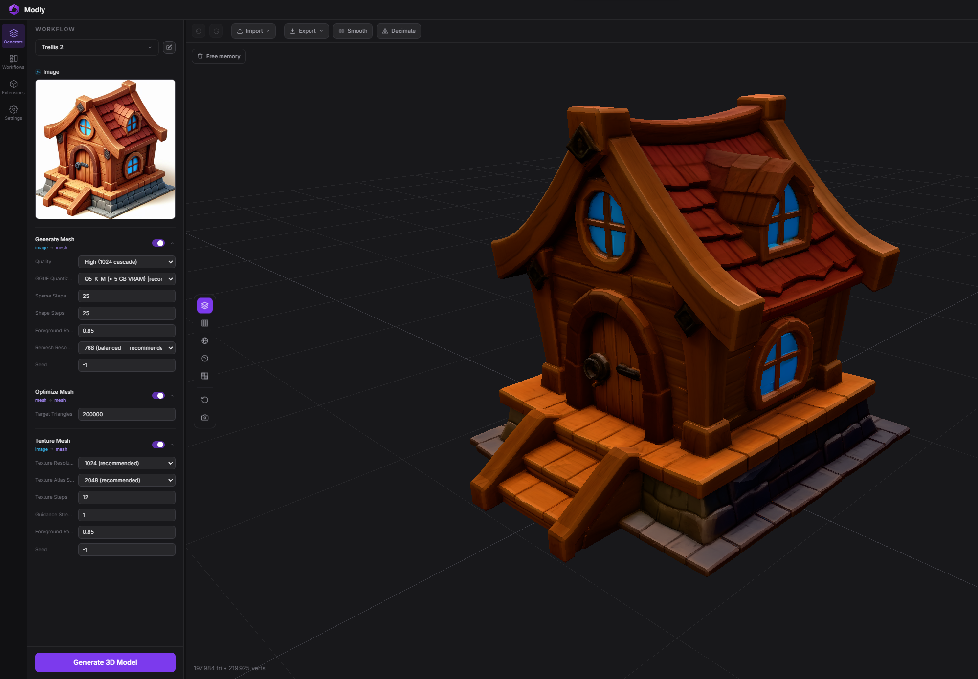 Example output — generated mesh with texture