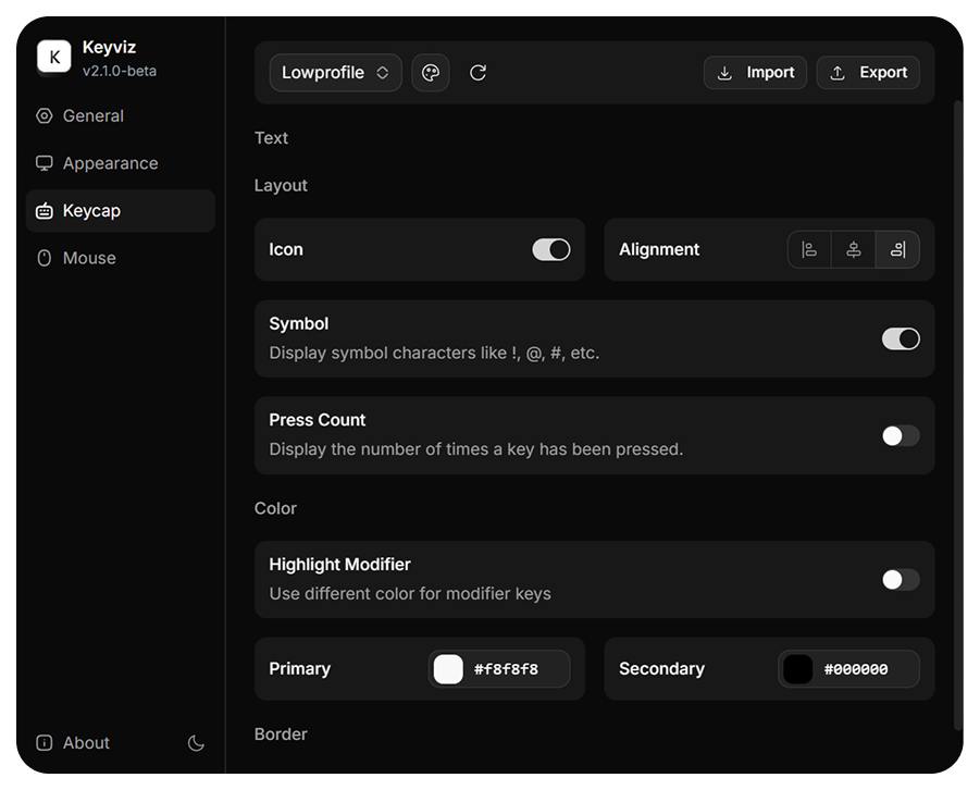 Settings Panel