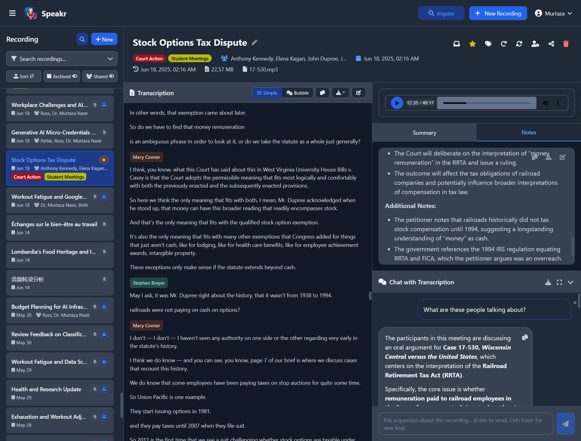 Transcription with Chat