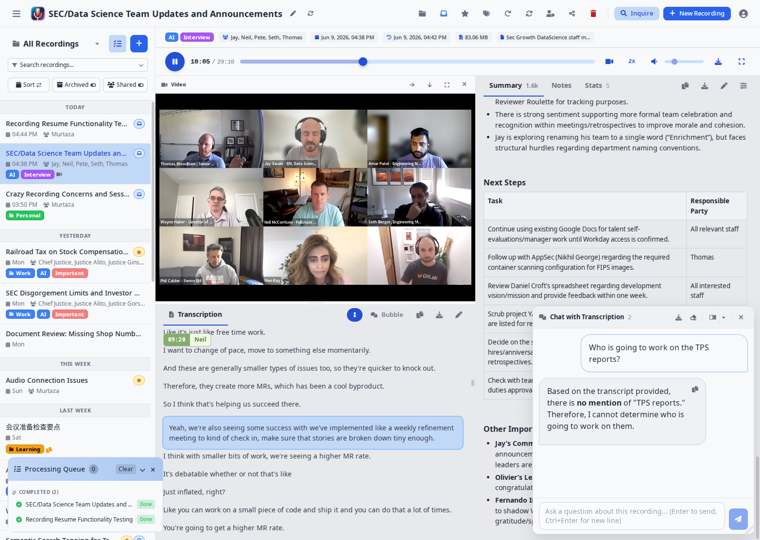 Speakr Main Interface