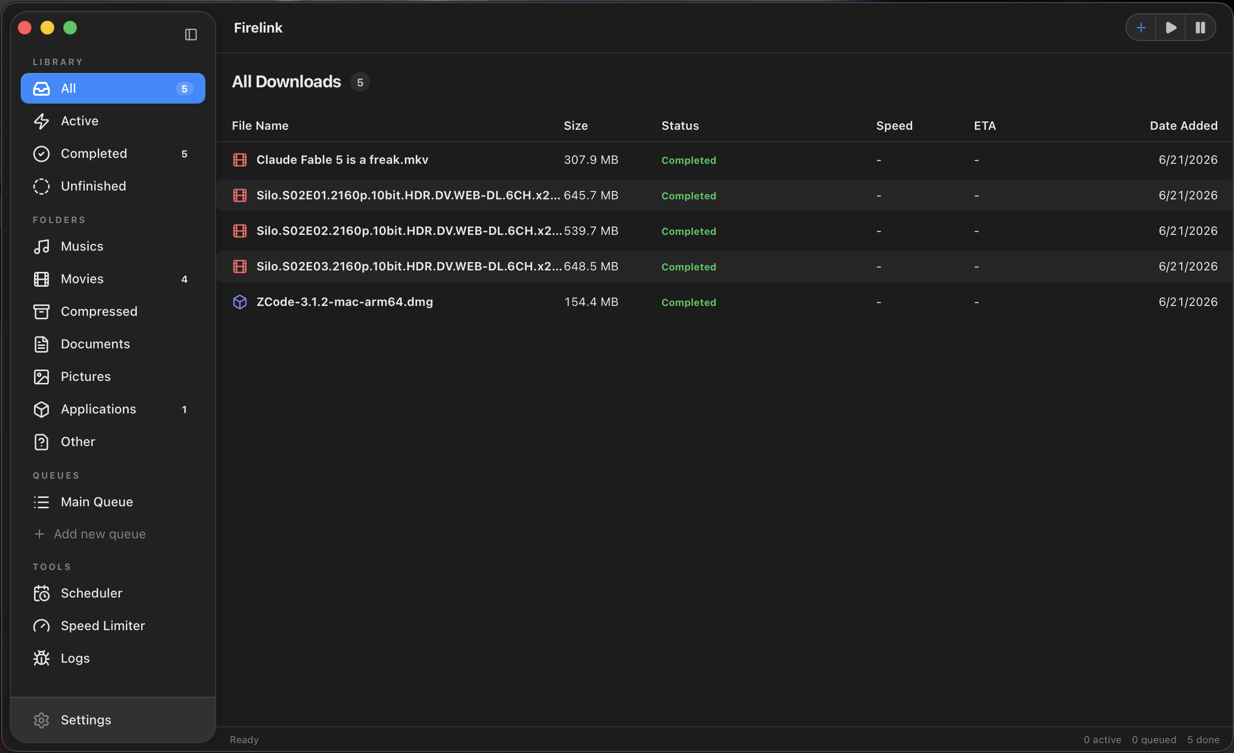 Firelink dark theme main window
