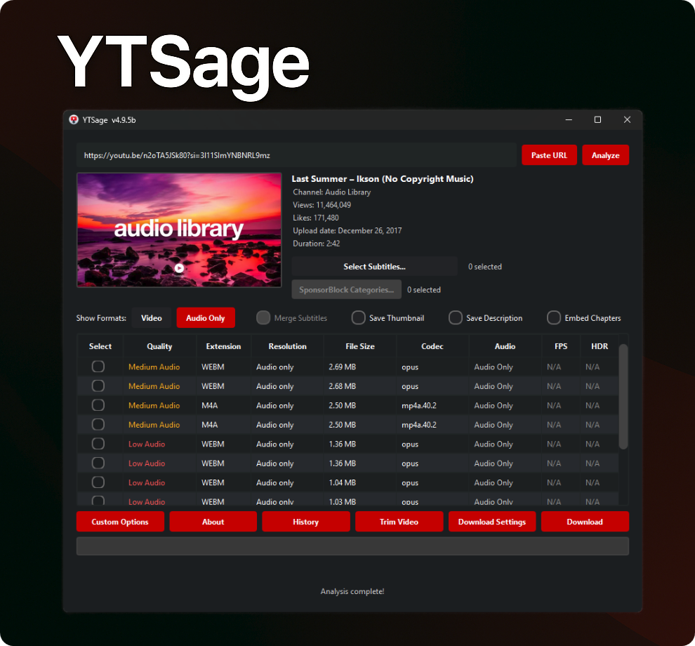 Audio Format Selection
