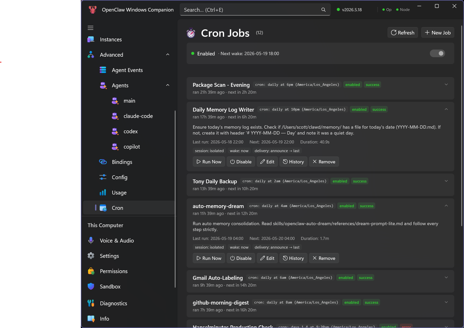 OpenClaw Windows Hub activity and diagnostics