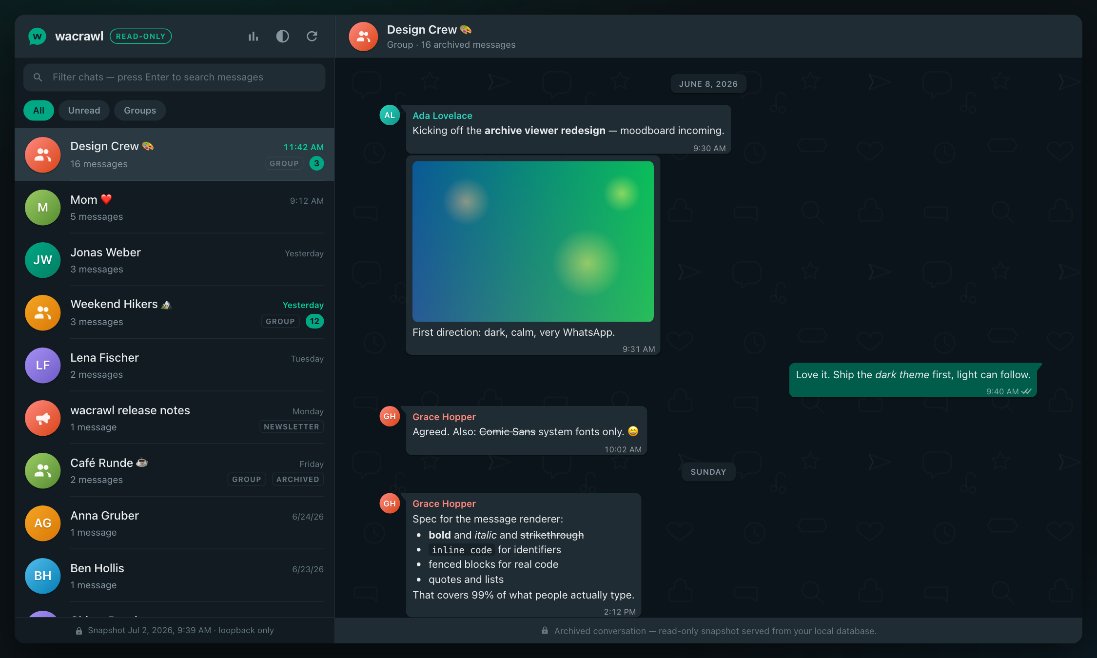 wacrawl web viewer