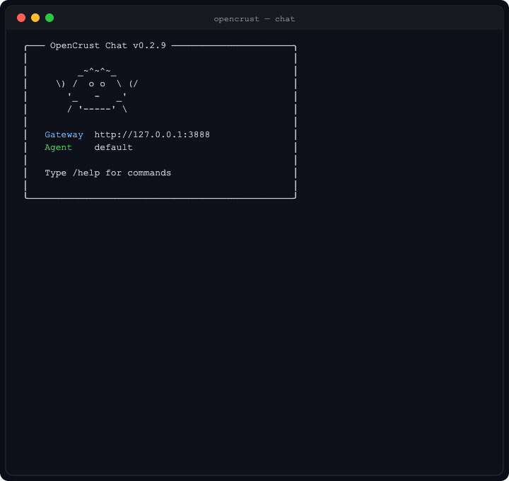 OpenCrust terminal chat demo