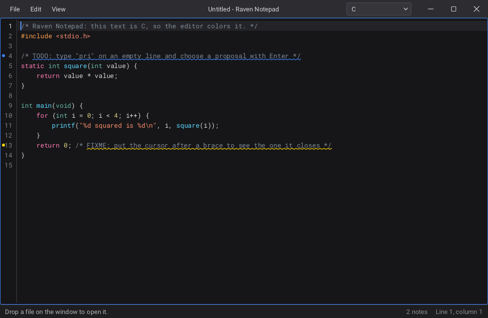 The notepad example