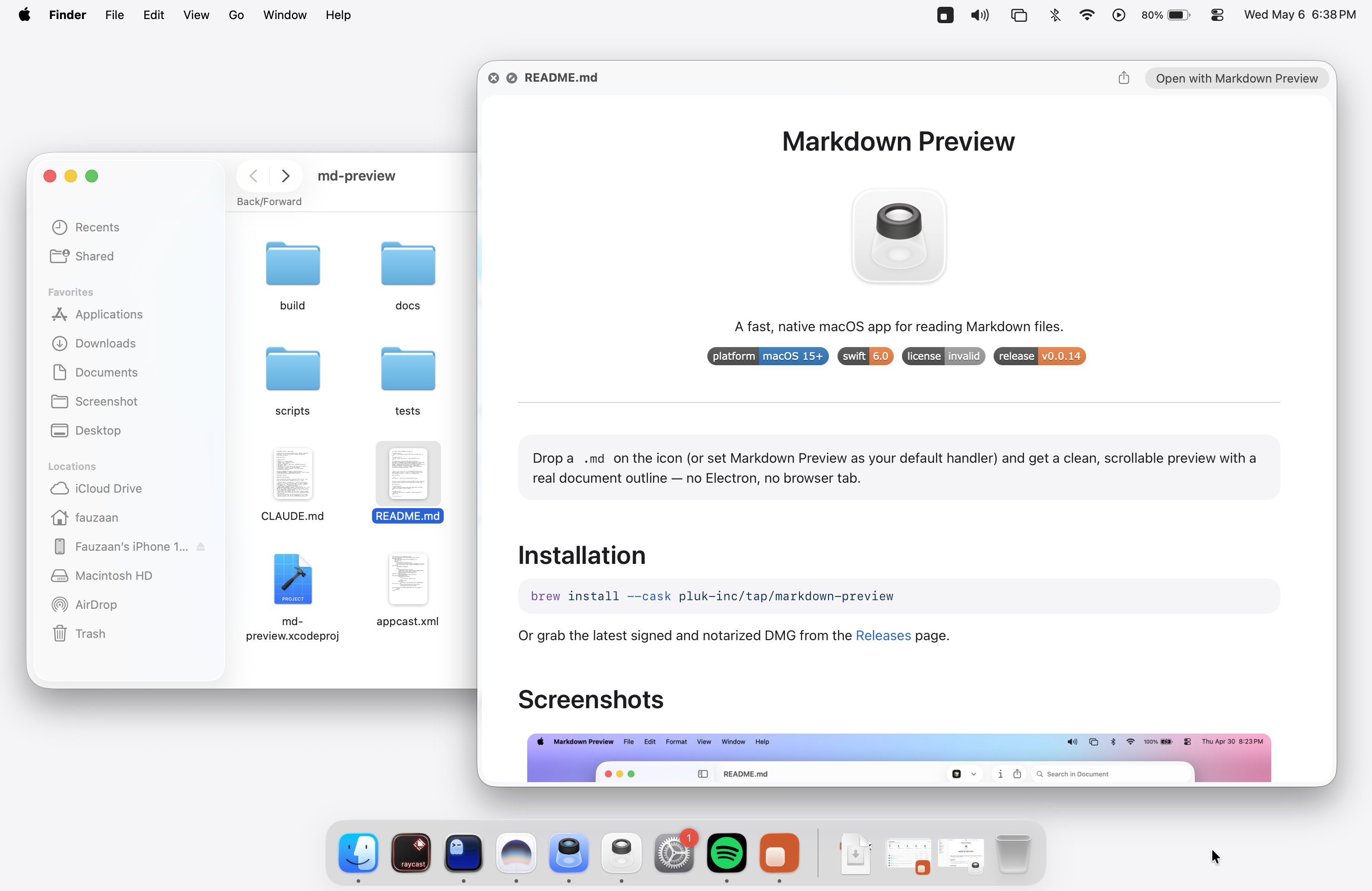 Quick Look preview from Finder
