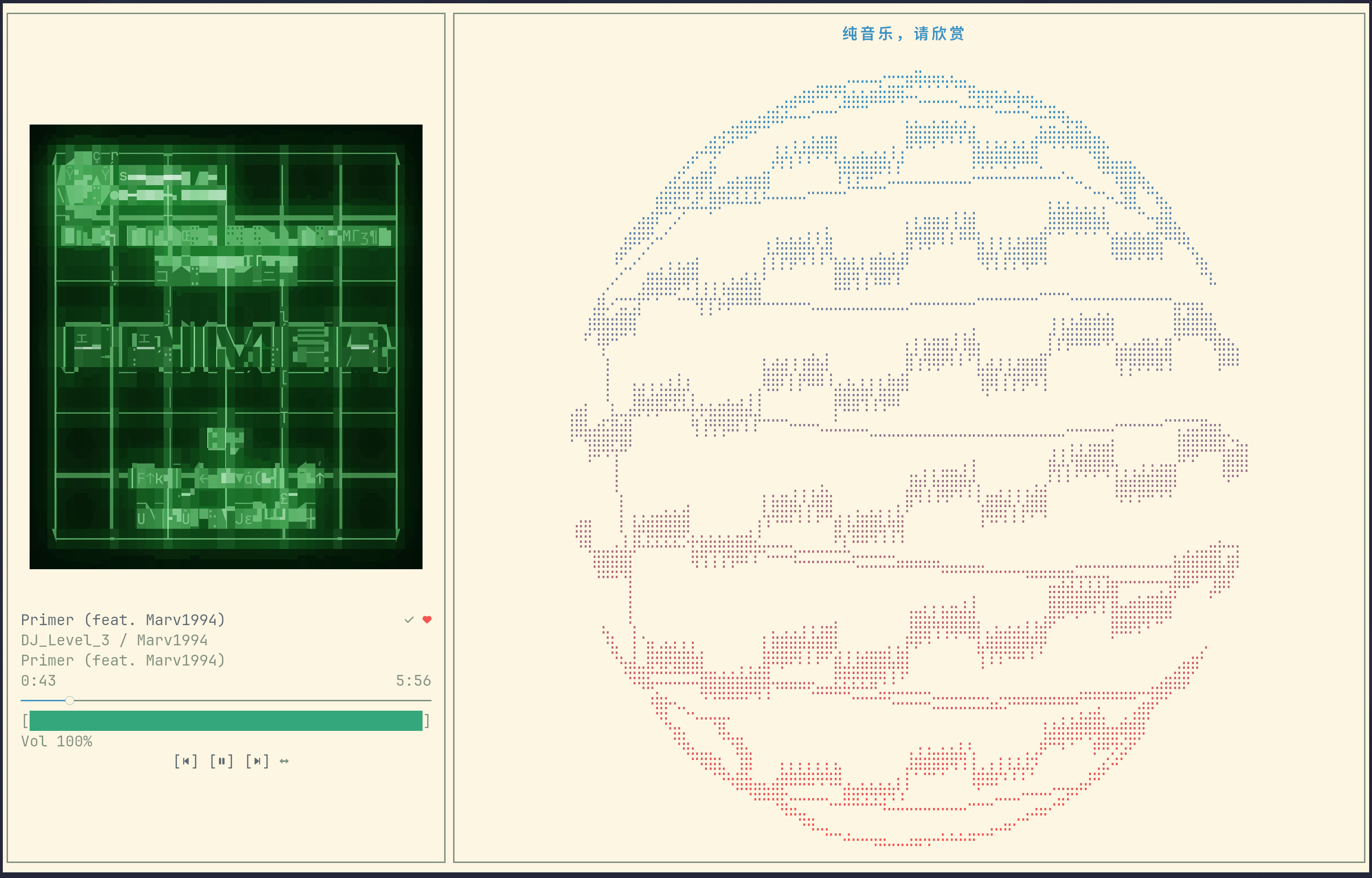Fullscreen playback page: vector mode