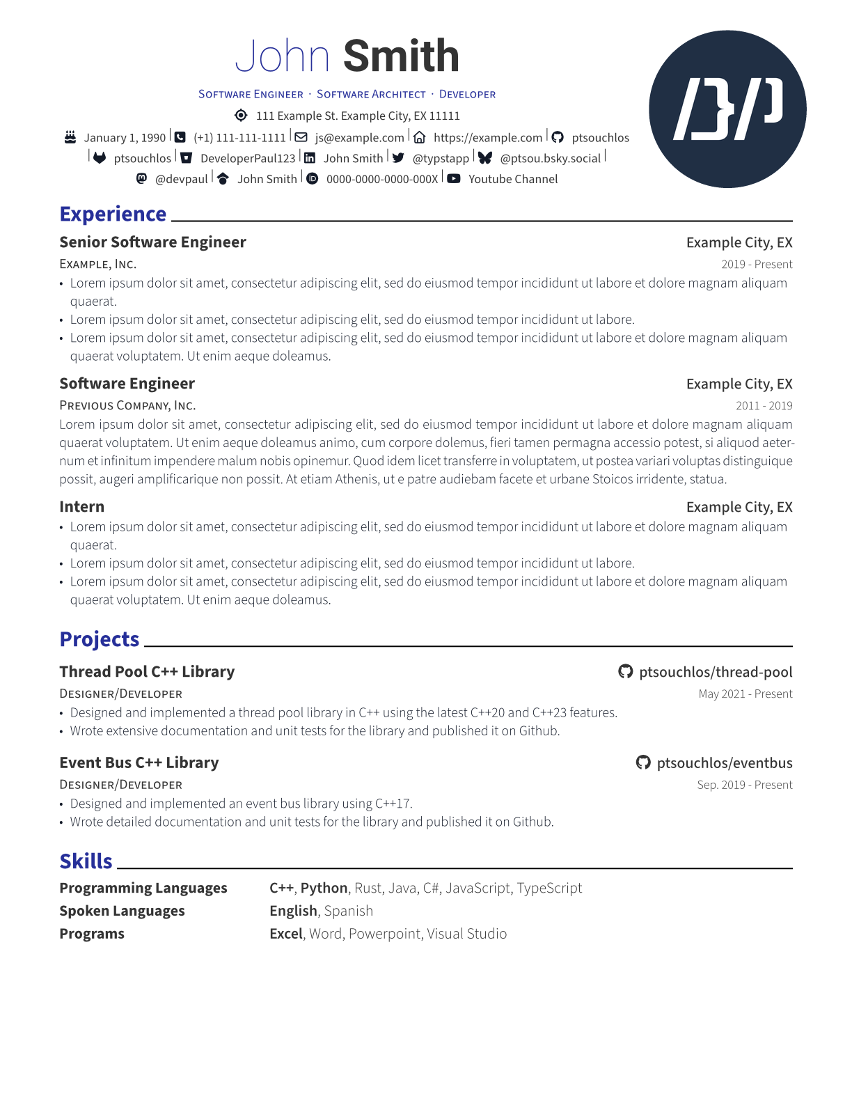 Resume 2 template output