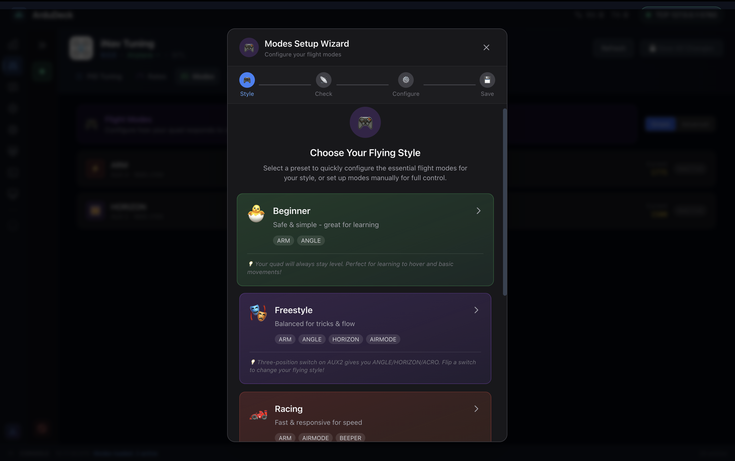 Modes Setup Wizard