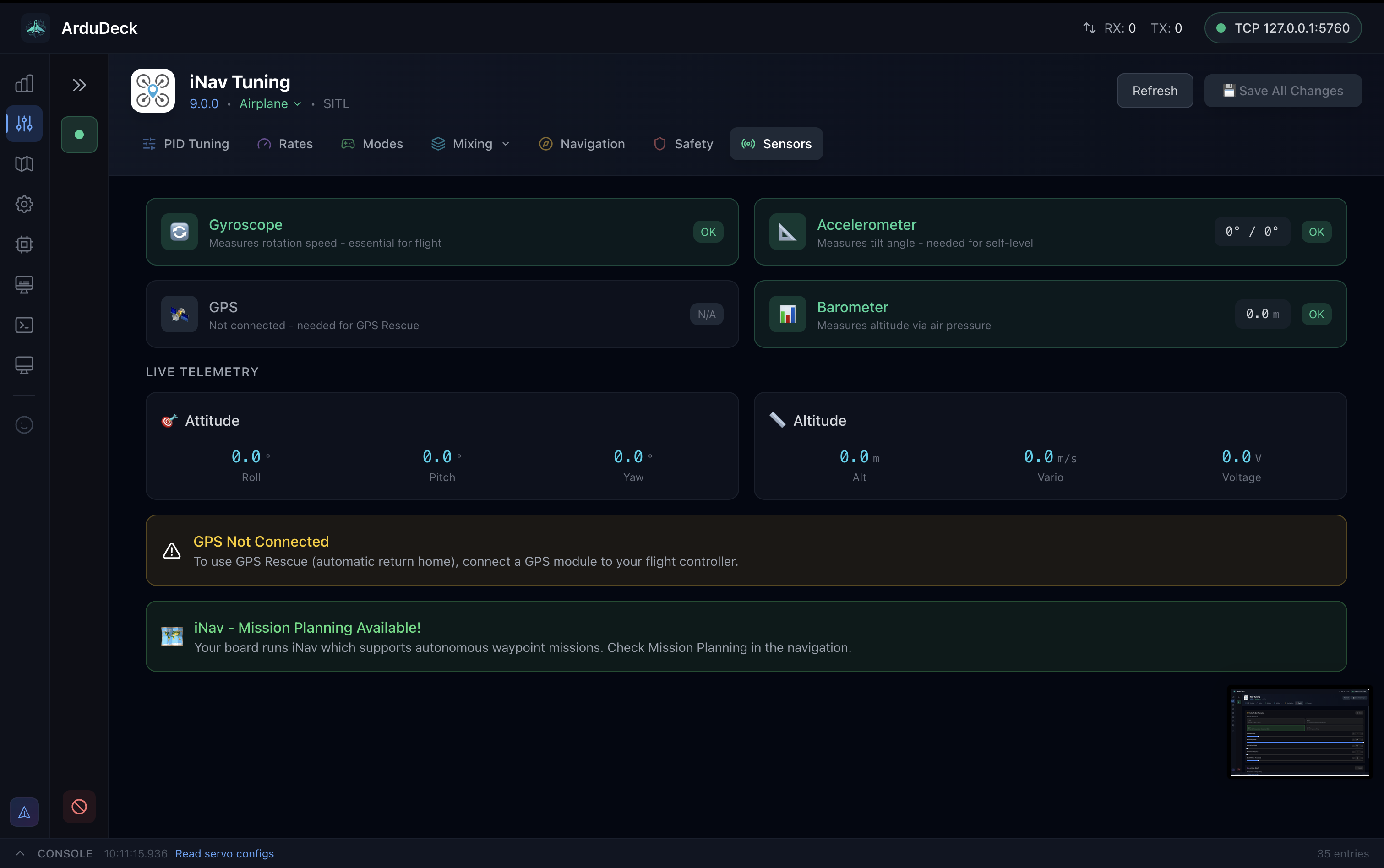 Sensors Status