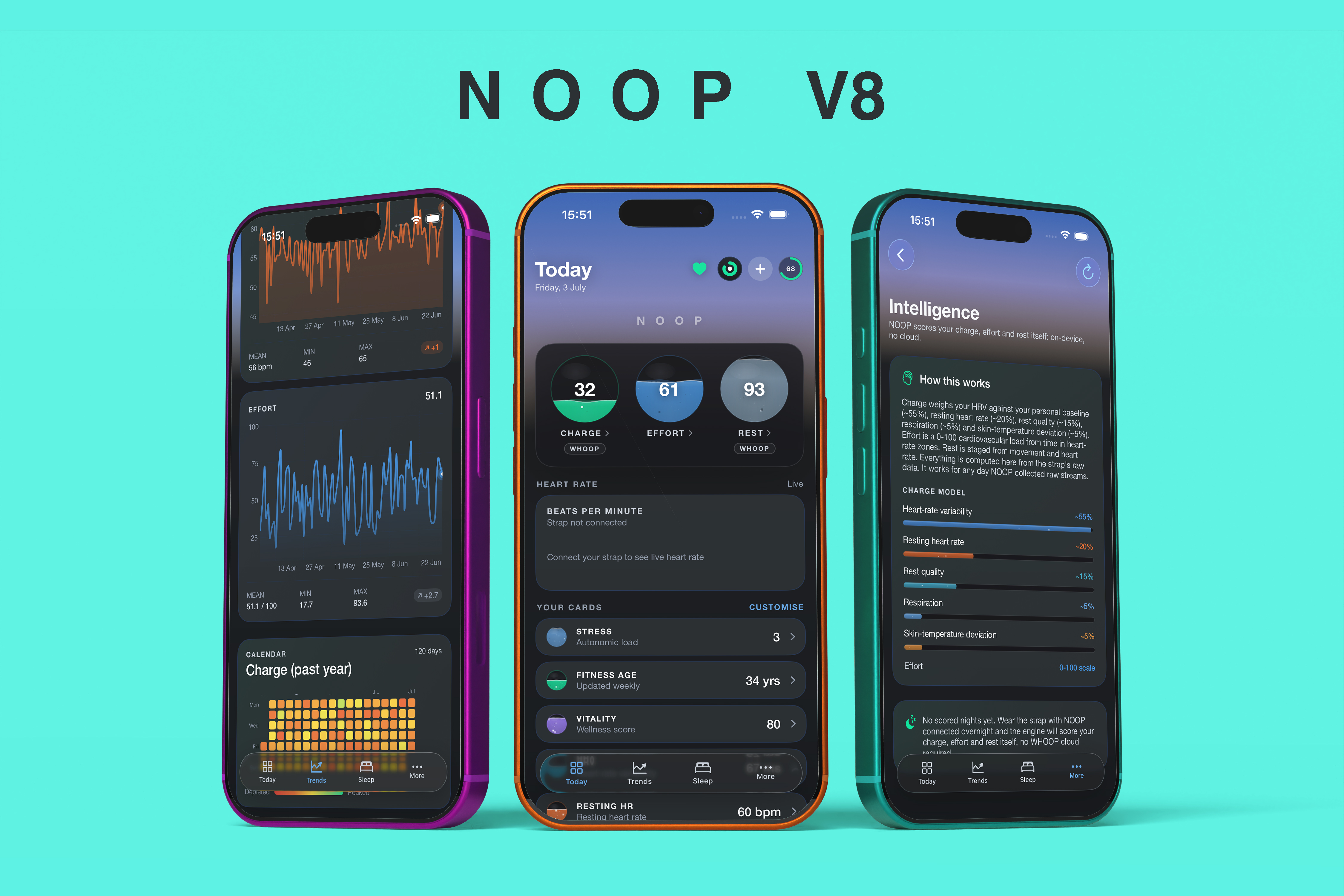 NOOP in the new Liquid Metal design, on iPhone, Mac and Android