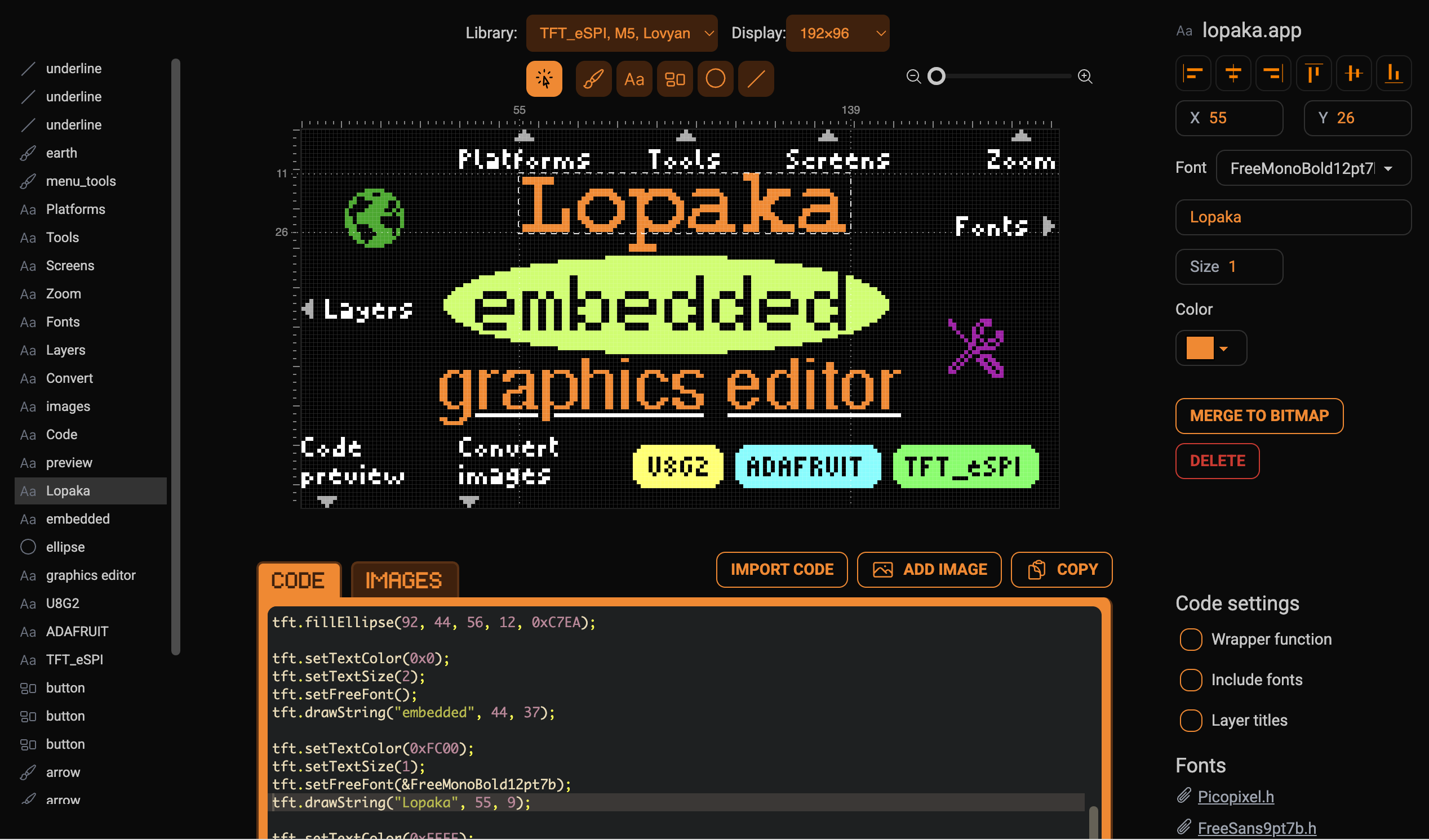 Lopaka Graphics Editor Screenshot