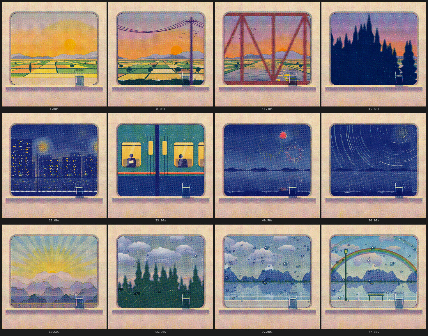 Contact sheet of Window Seat's shots