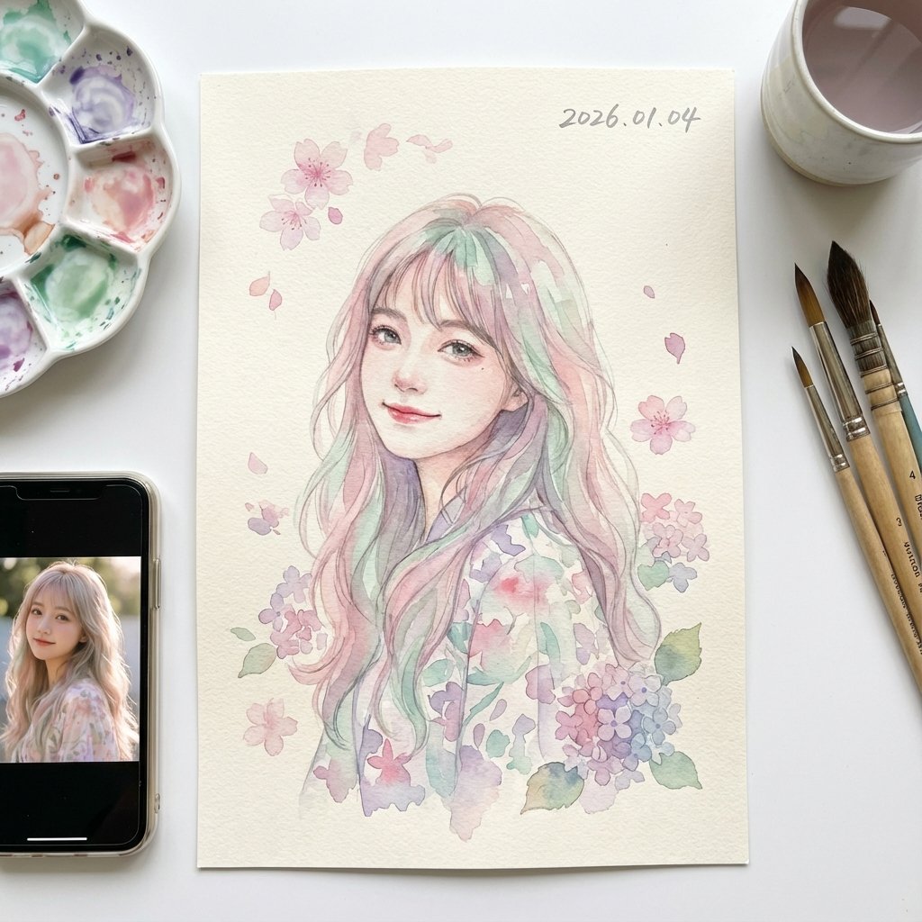 Awesome GPT4o/GPT-4o Image Prompts-一幅极其细腻的日式水彩插画
