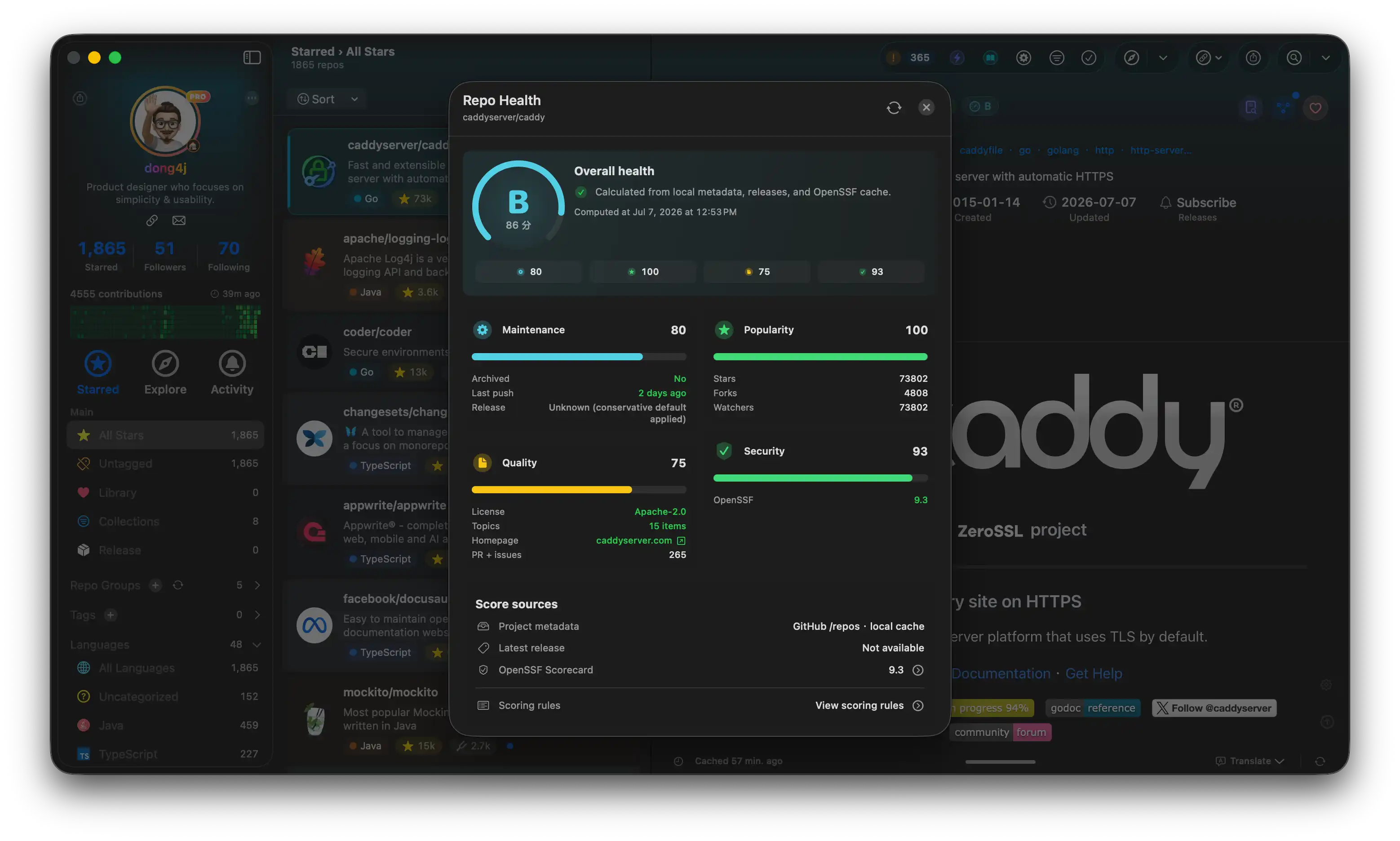 Repo Health score