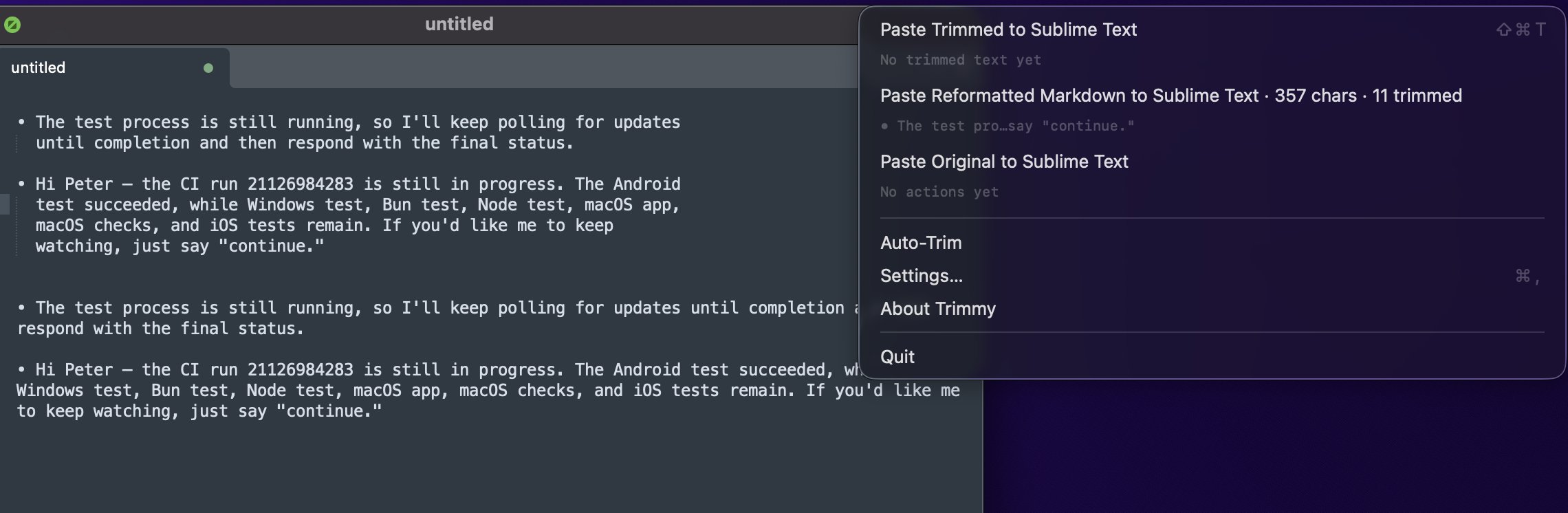 Markdown reformatting example