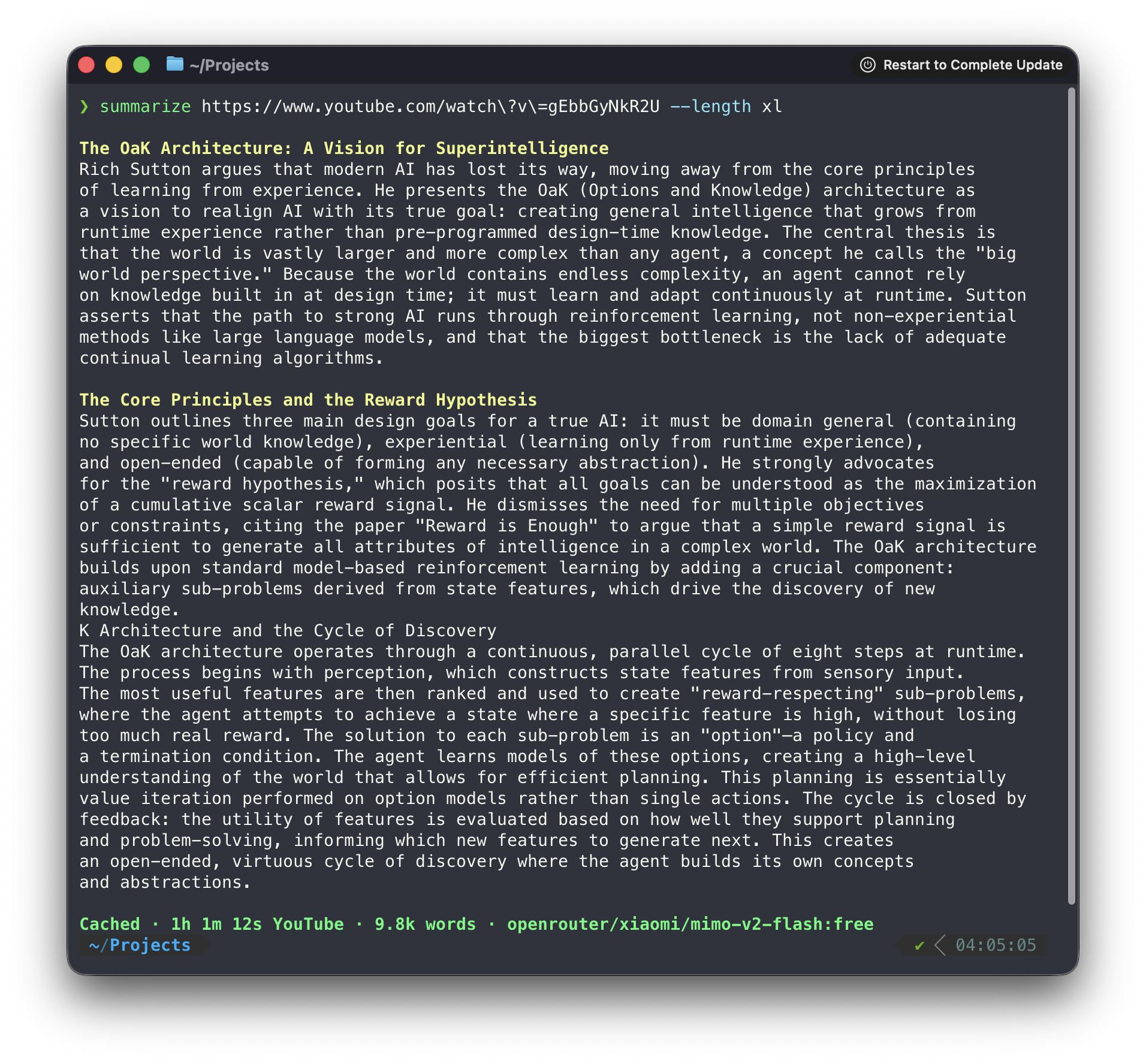 Summarize CLI screenshot