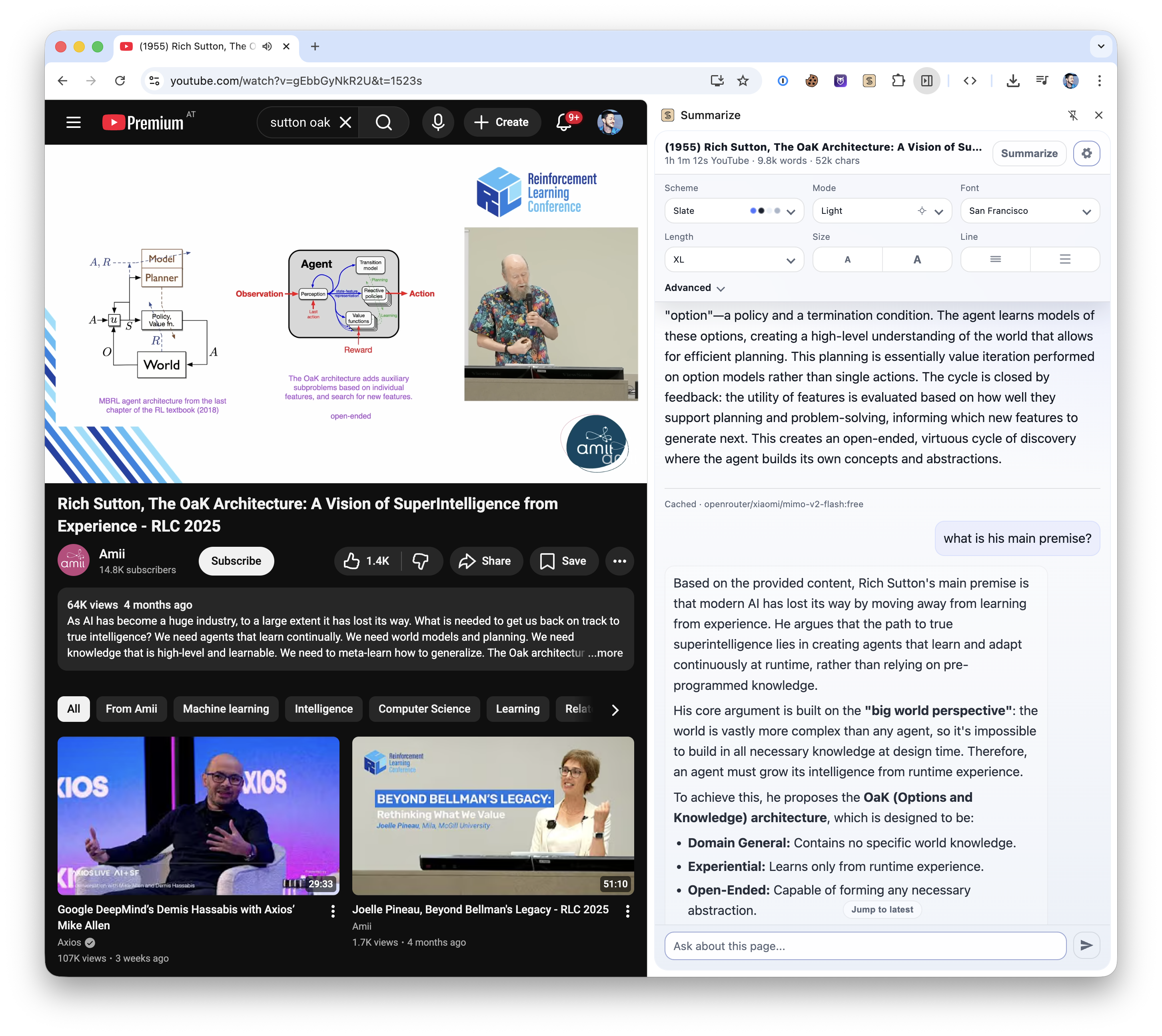 Summarize extension screenshot