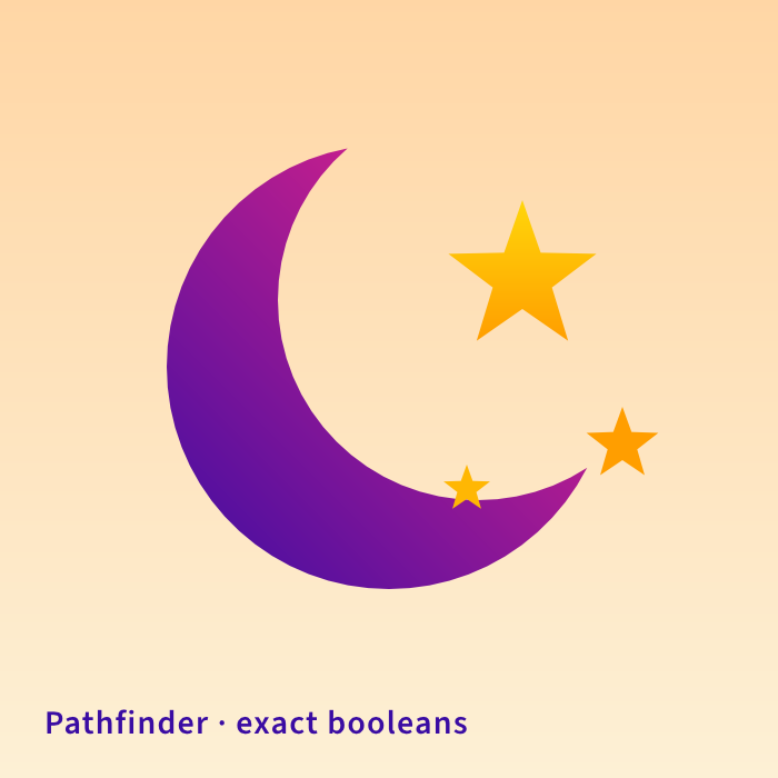 Pathfinder: a purple gradient crescent moon and three orange stars on a peach background
