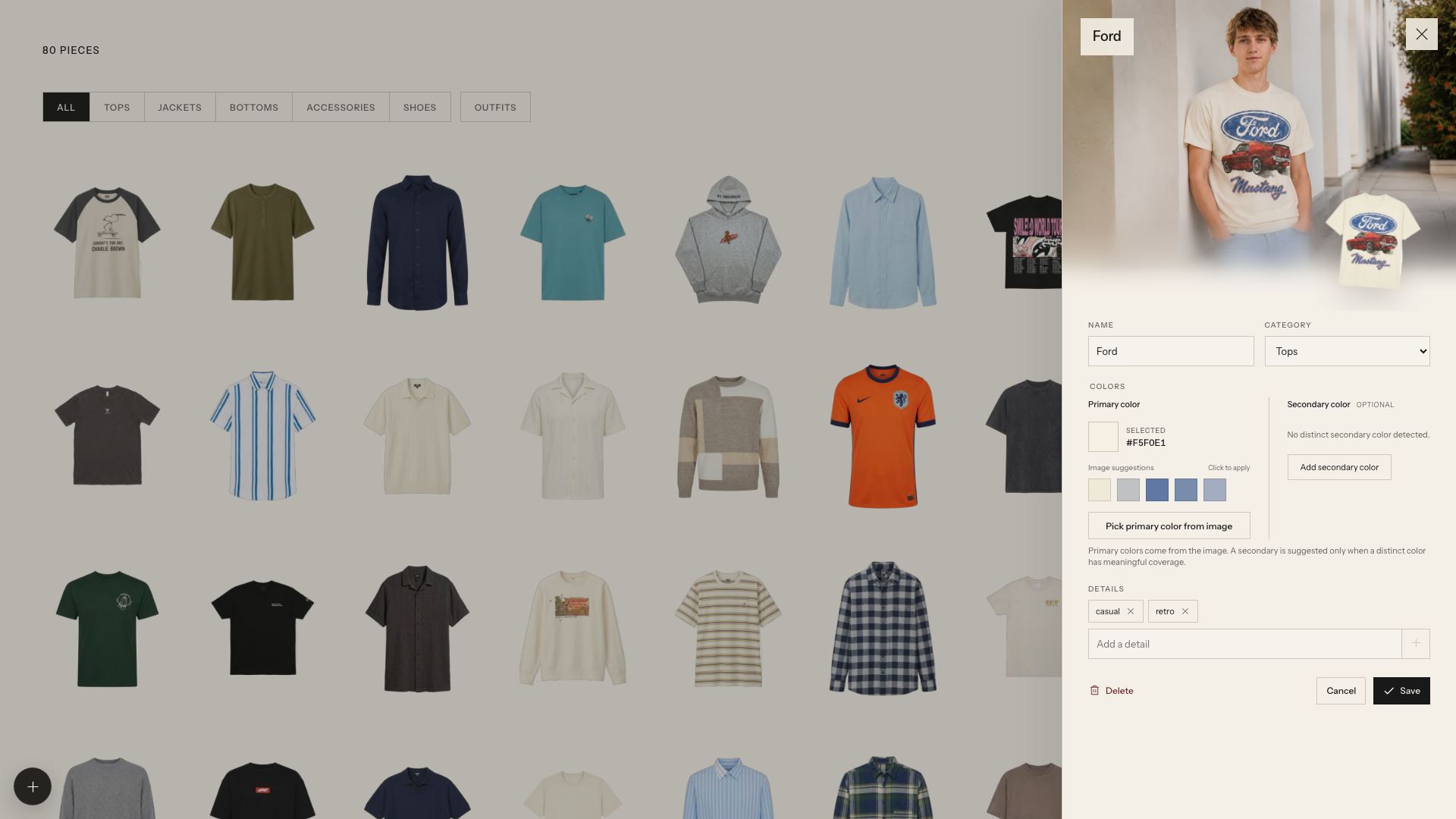 Modeled wardrobe editor