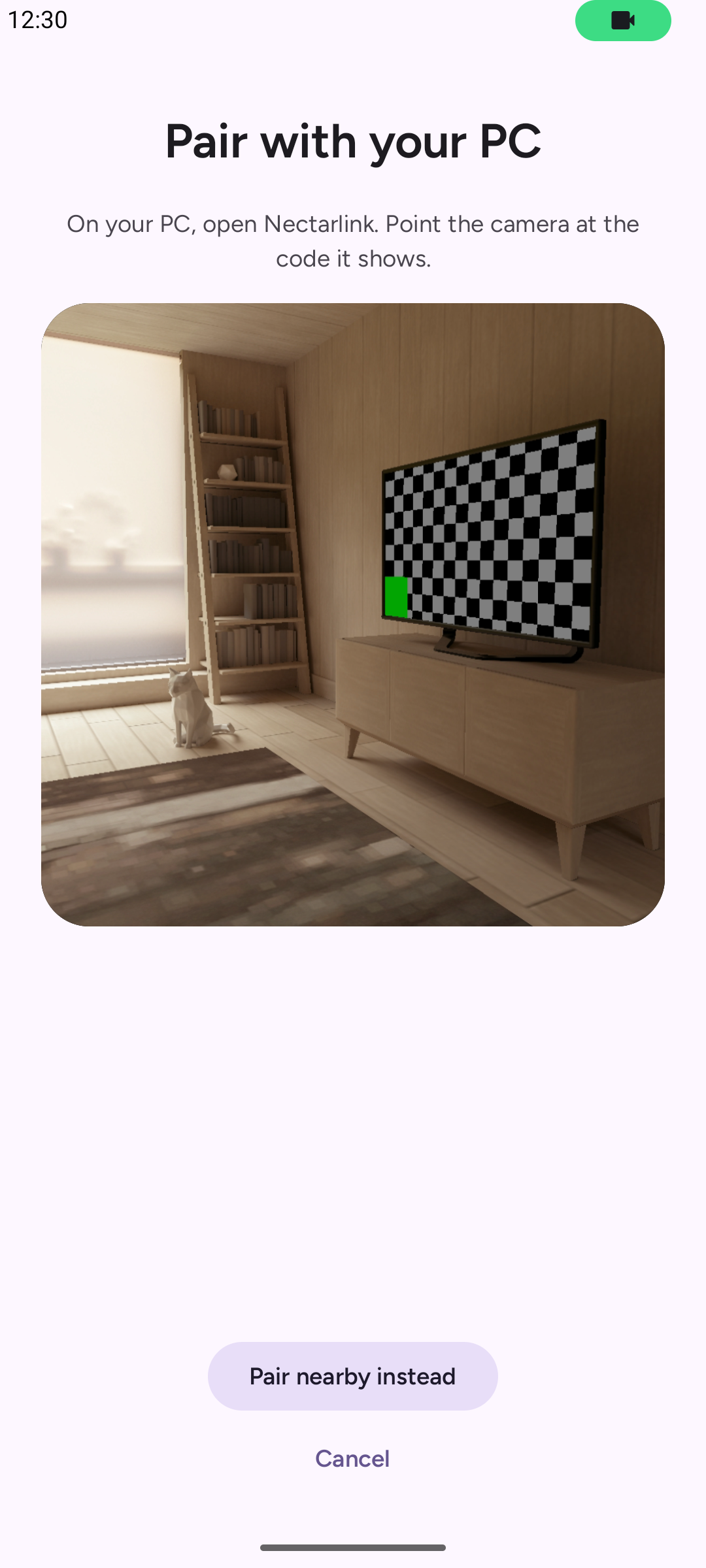 Pairing a phone by scanning the QR code shown on the PC