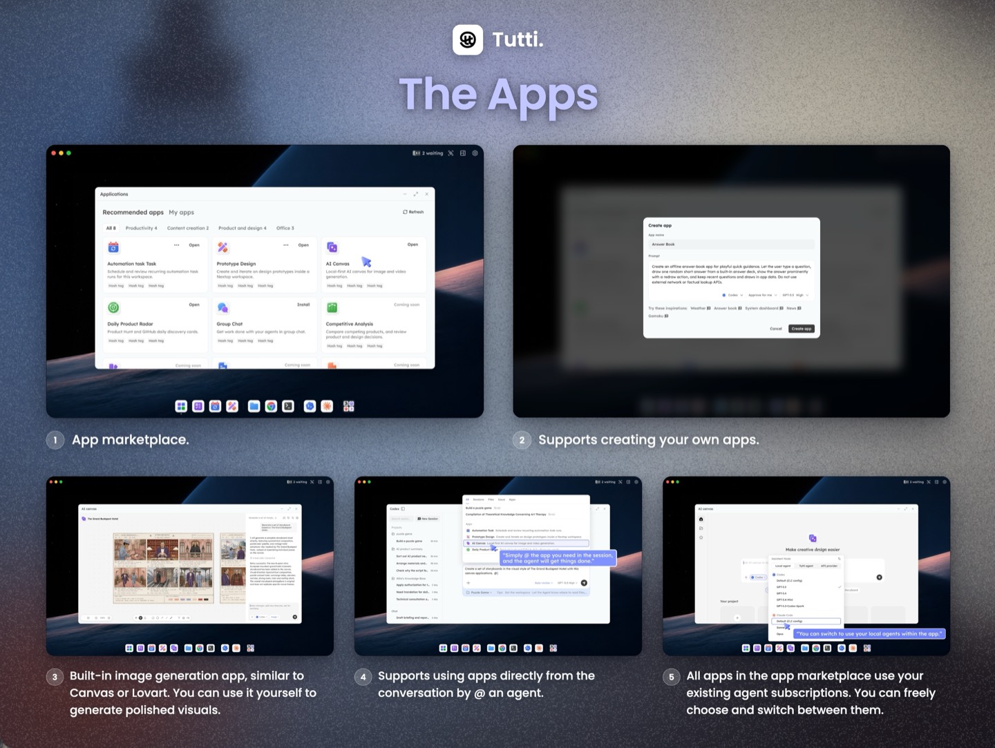 The Apps — official, community-built, and custom apps you and your agents can call