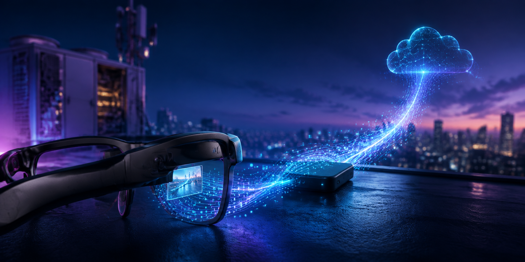 Smart glasses sending a live first-person video stream to a cloud ingest