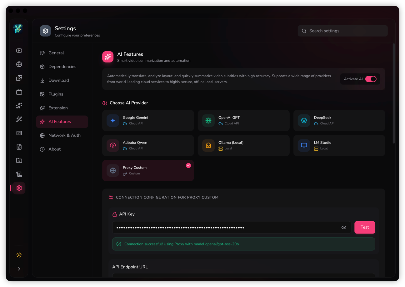 Youwee - Setting - AI Features