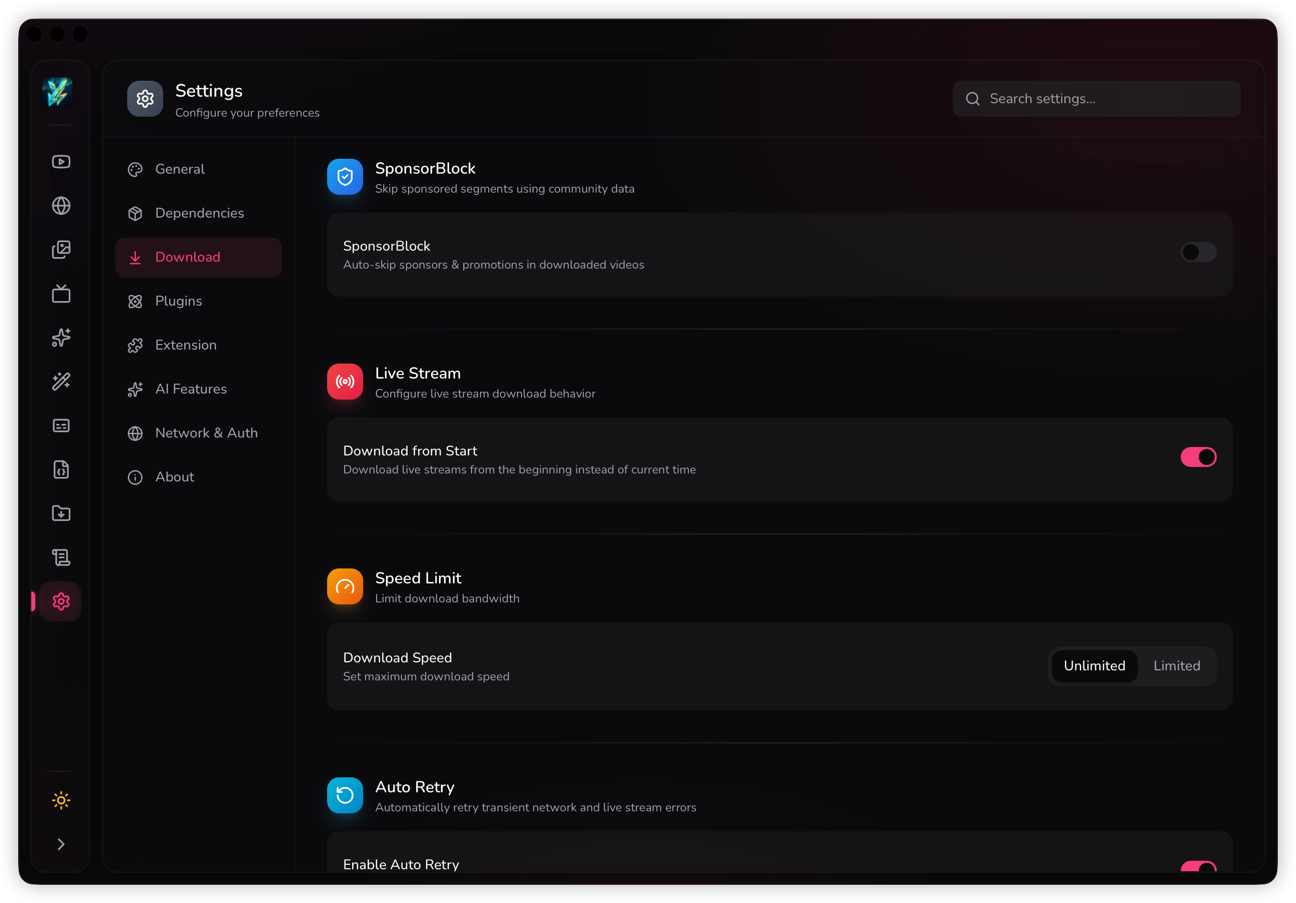 Youwee - Setting - Download