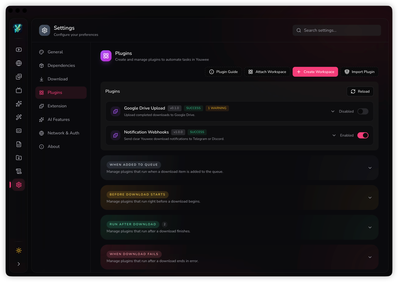 Youwee - Setting - Plugin