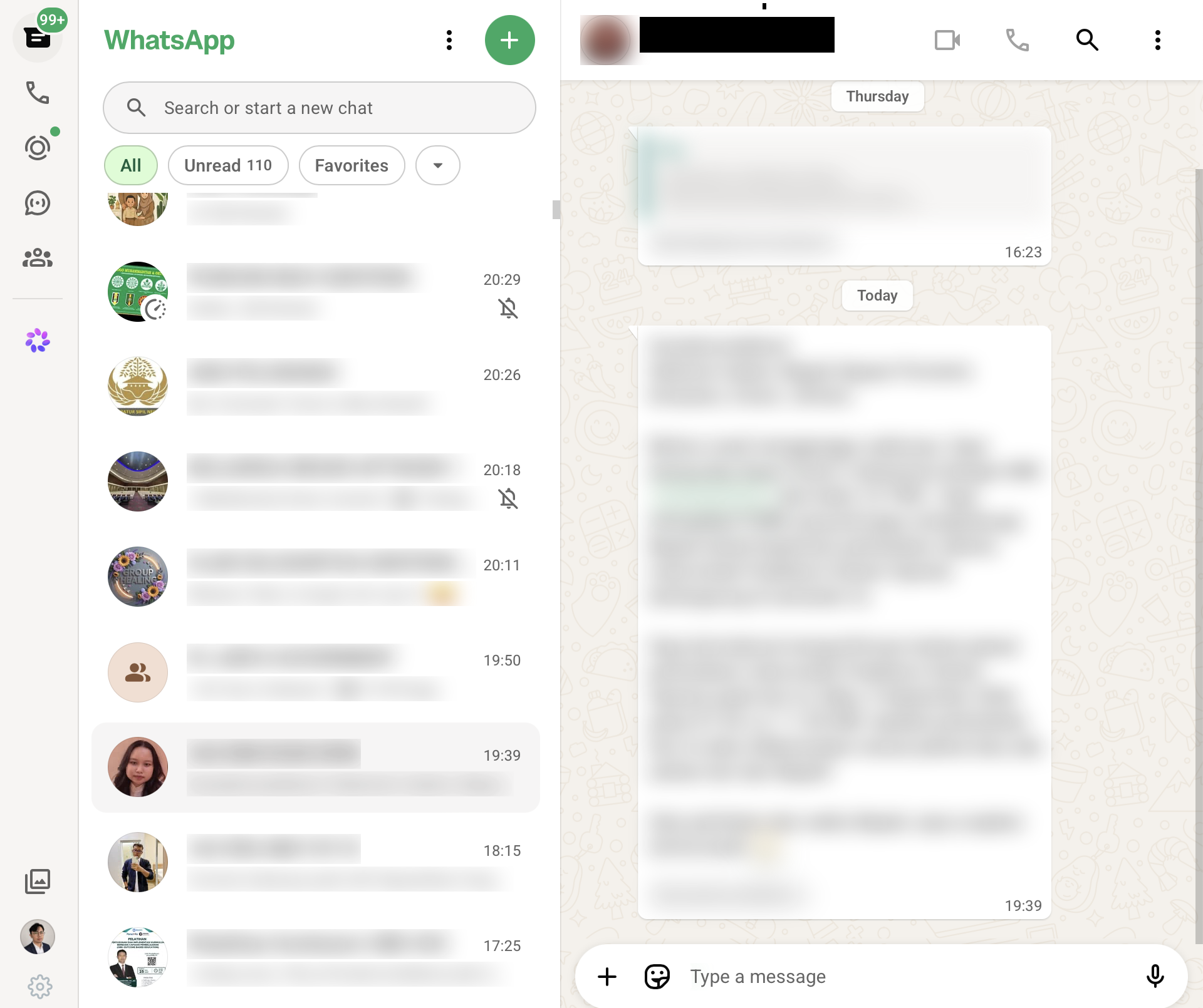 WhatsApp Desk main chat window