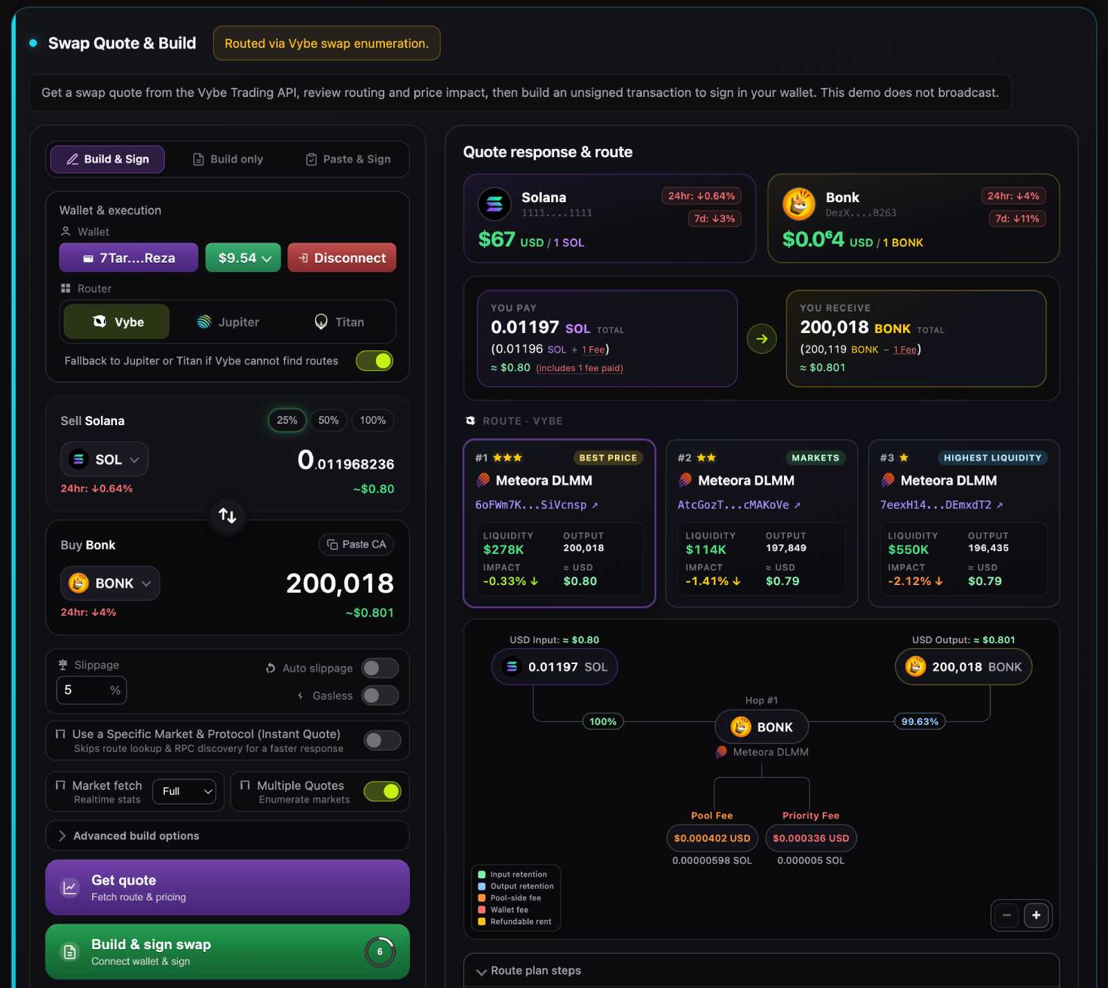 Solana Swap API app