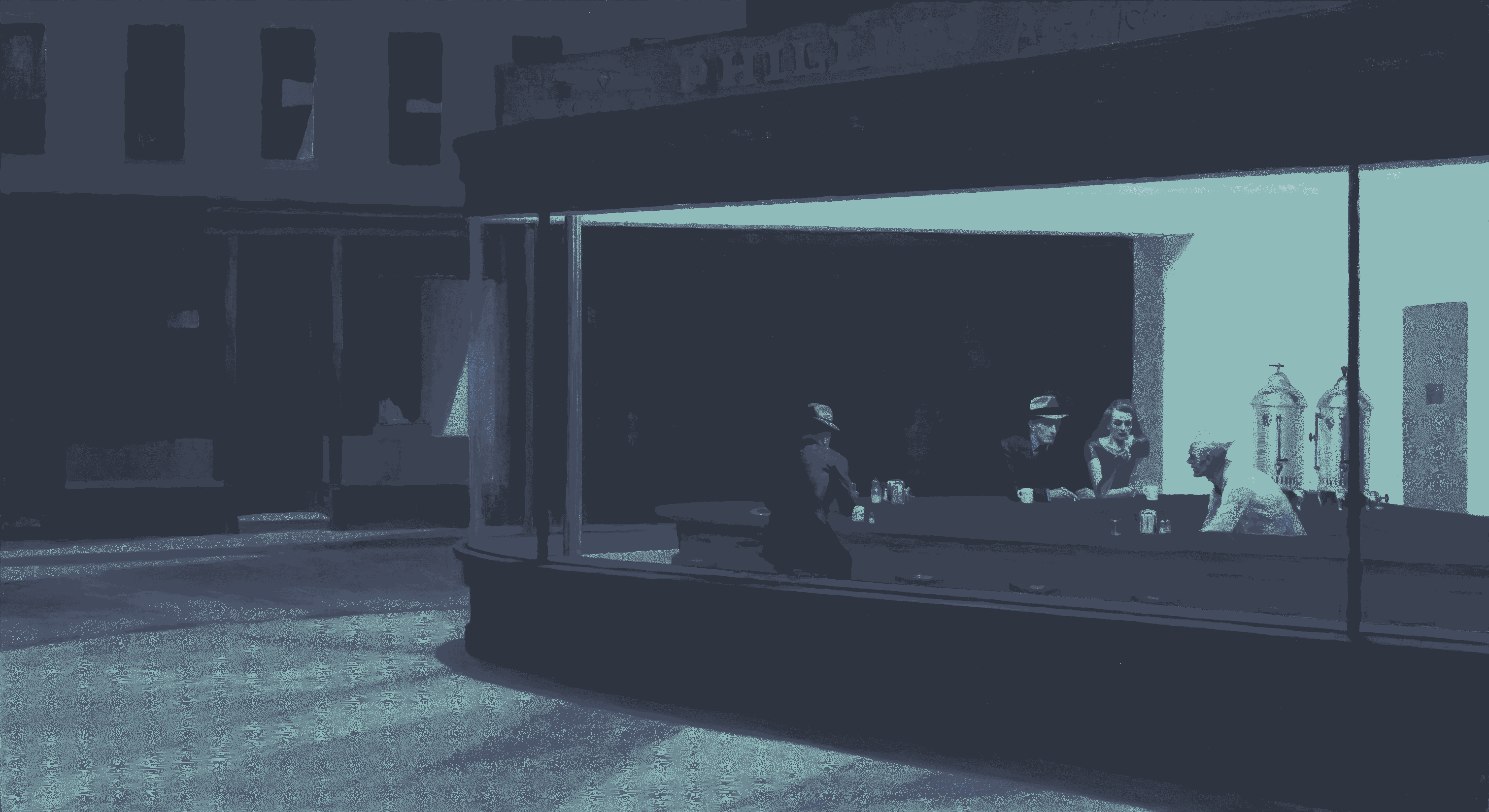a group of people standing at a bar