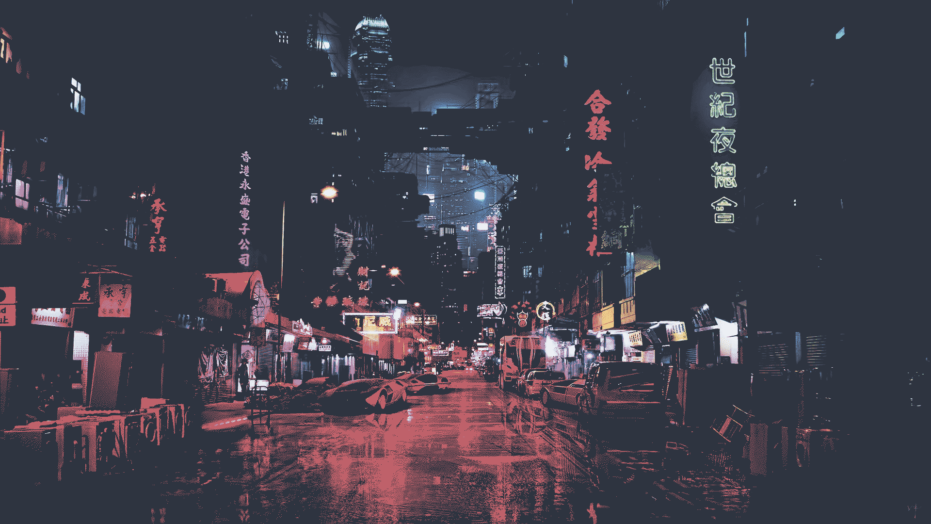 a street with buildings and signs