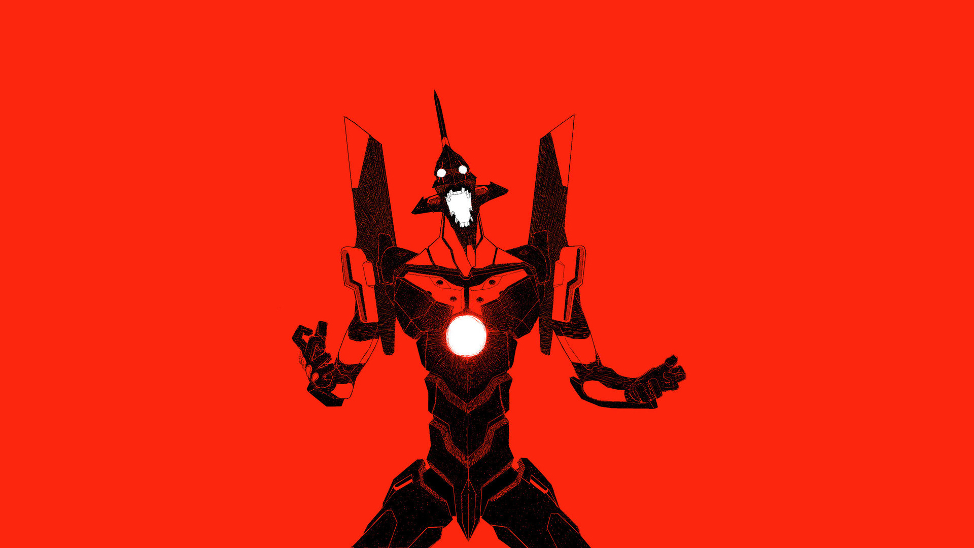 a cartoon of a robot with a red background