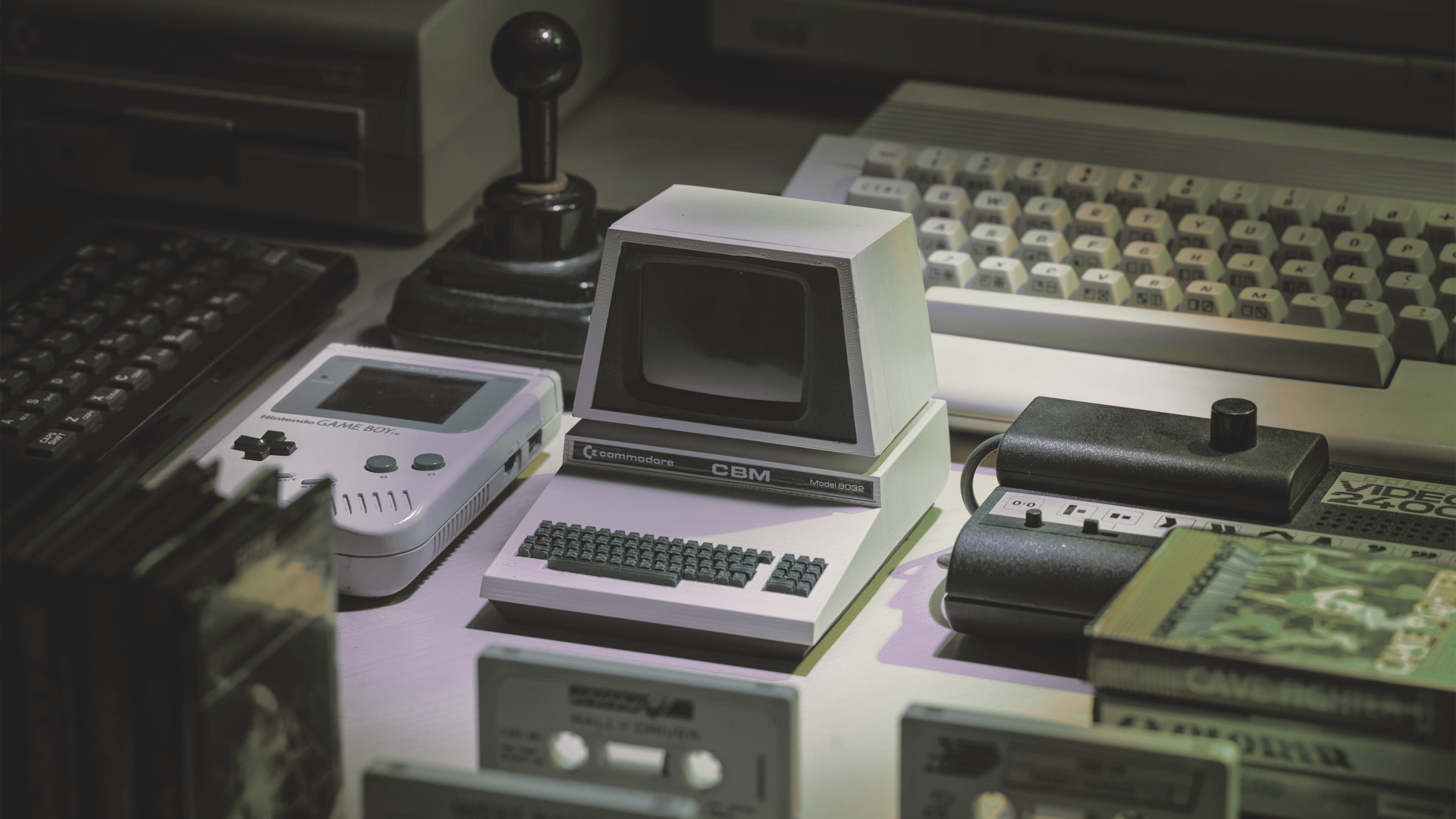 a group of old computer equipment