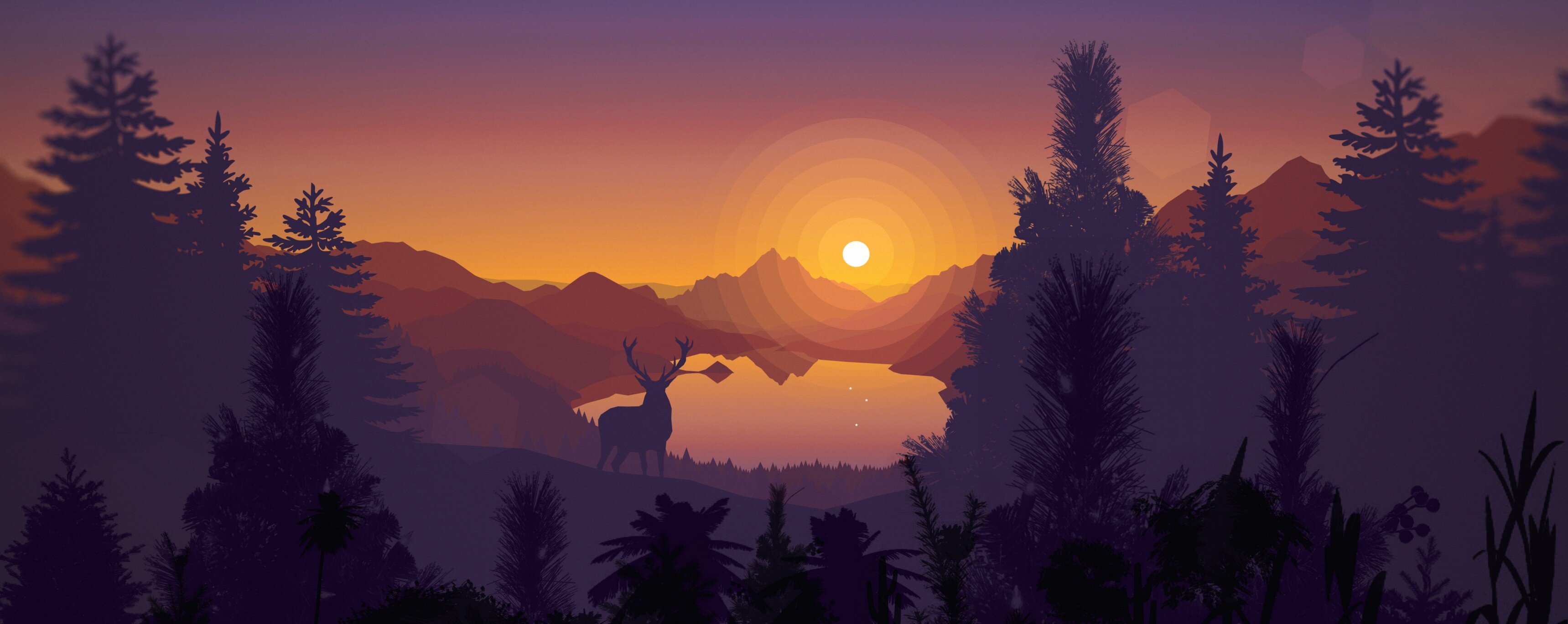 deer and sunset