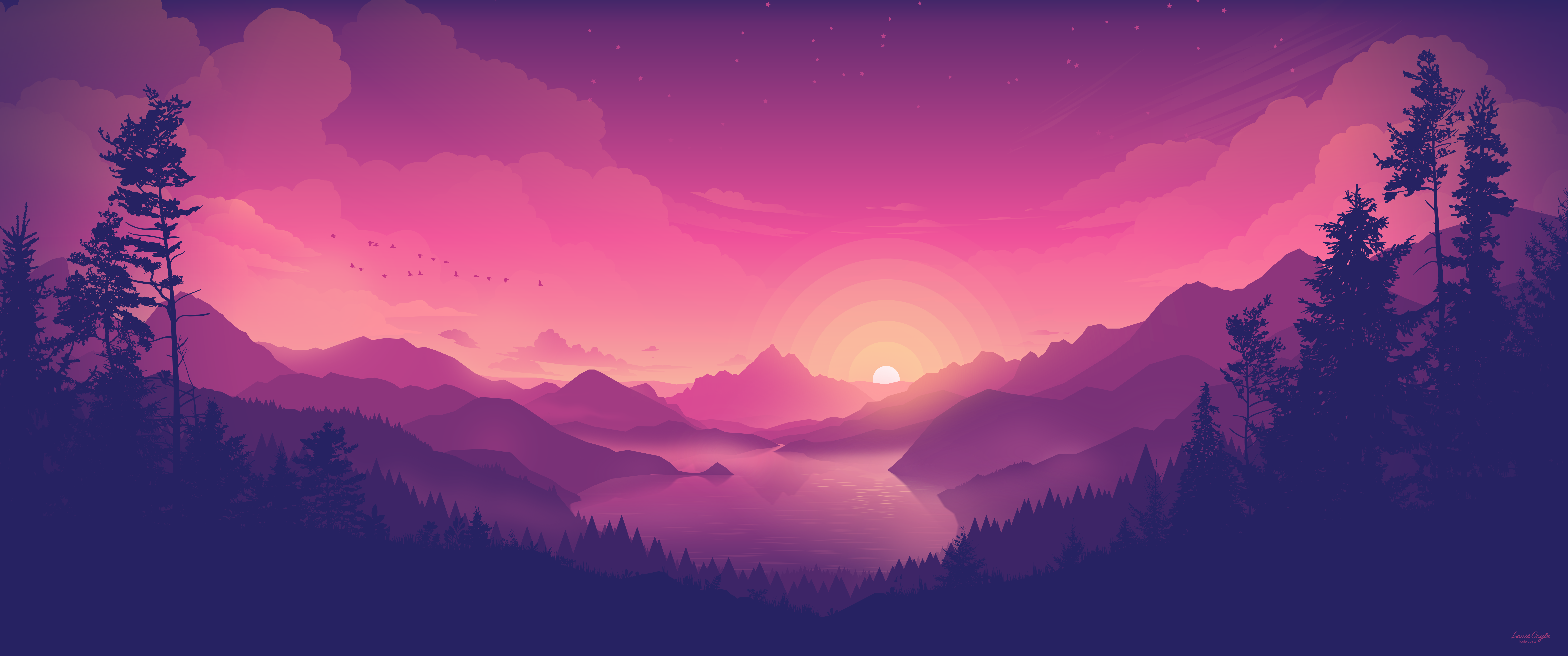 lakeside sunset