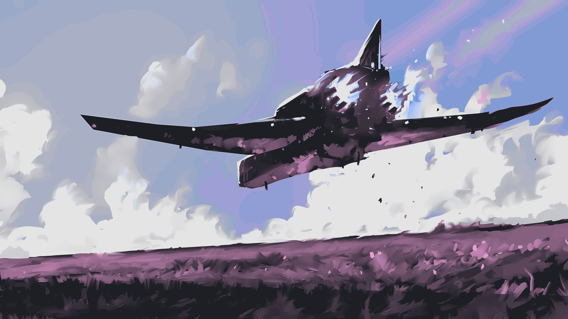 purple plane landscape