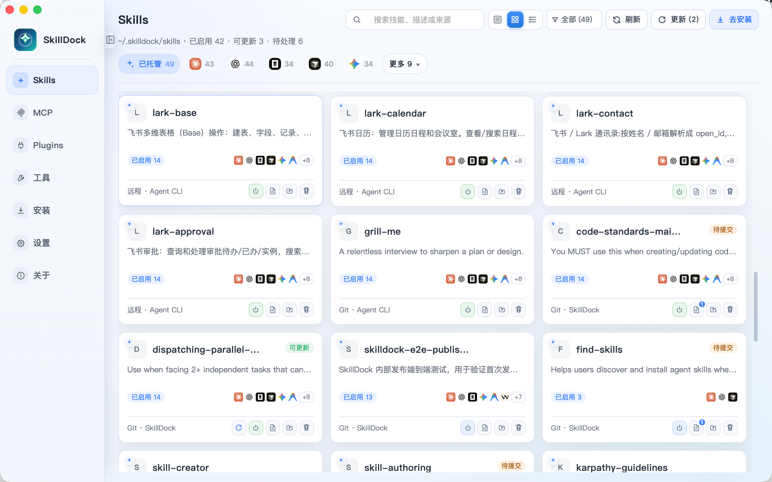 SkillDock Skills overview