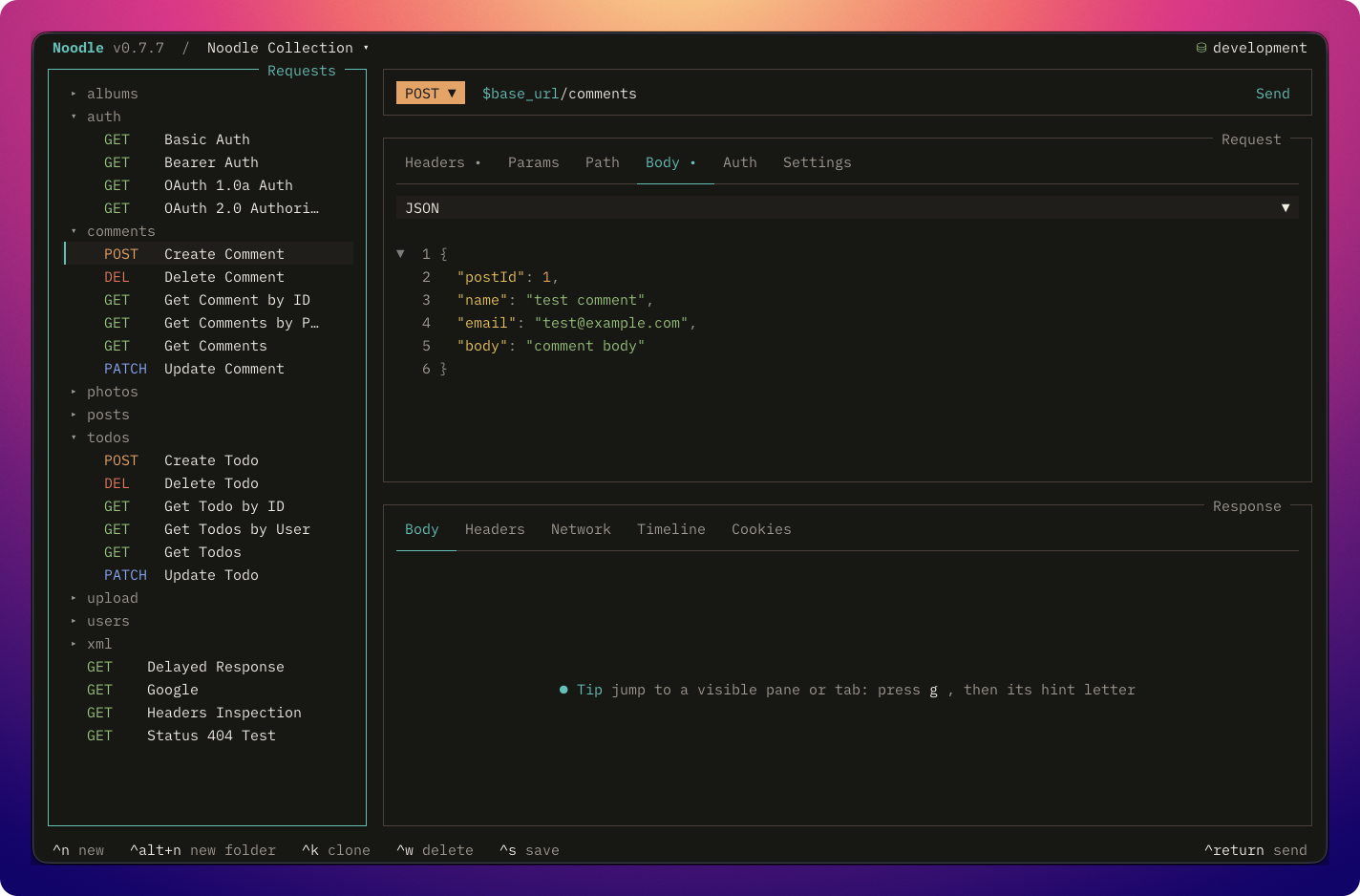 Noodle terminal interface