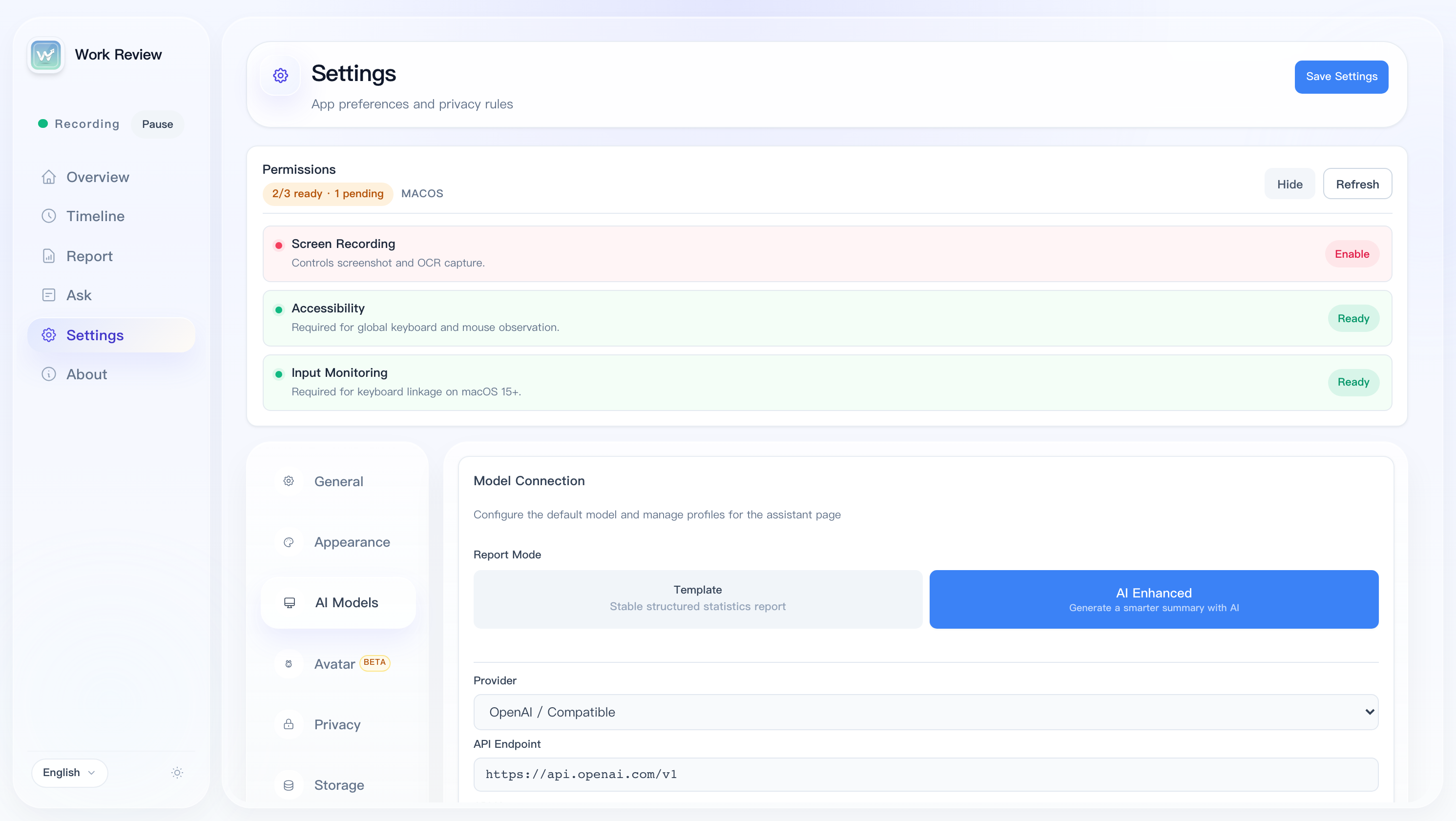 AI Model Settings