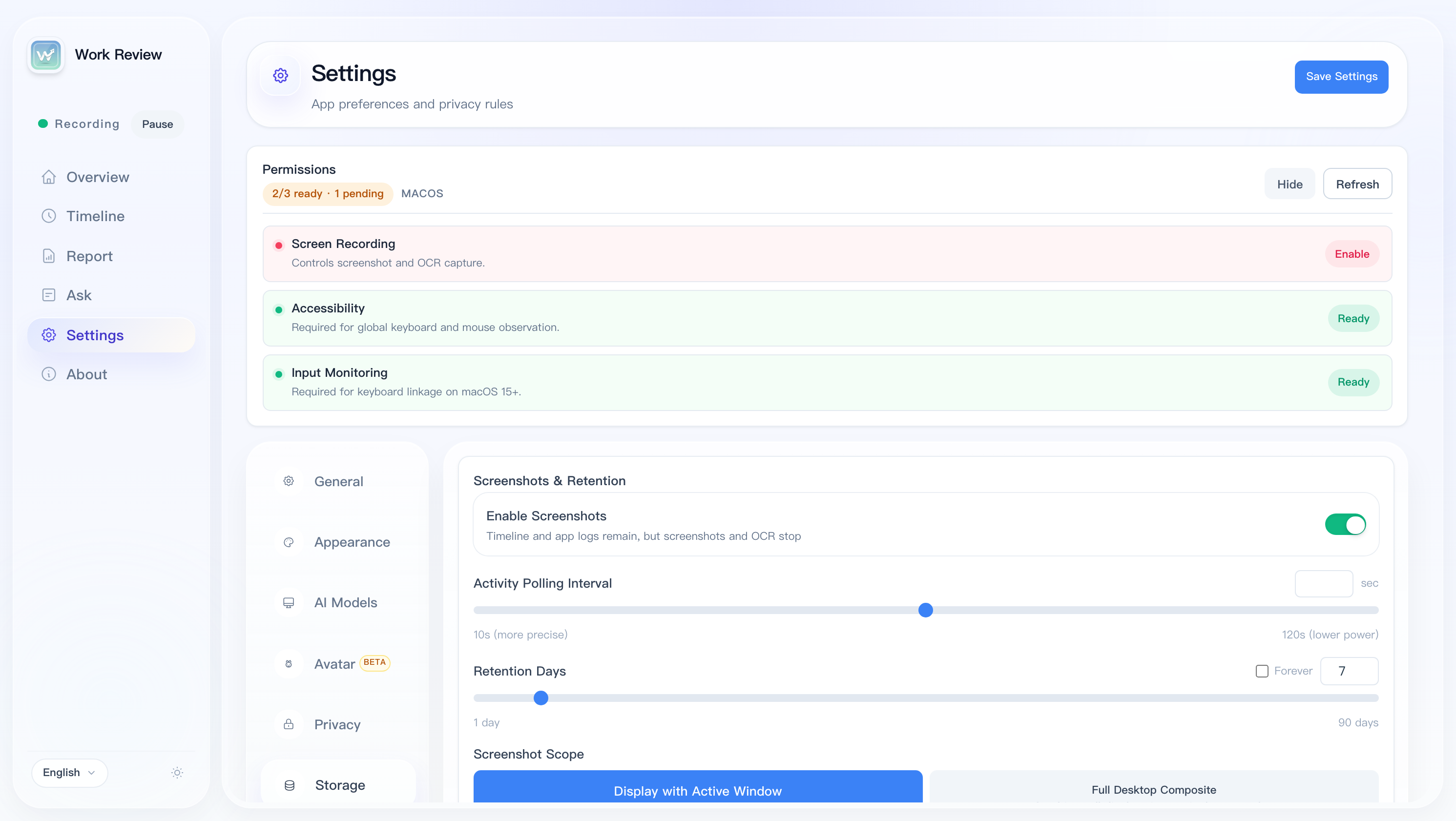 Storage Settings