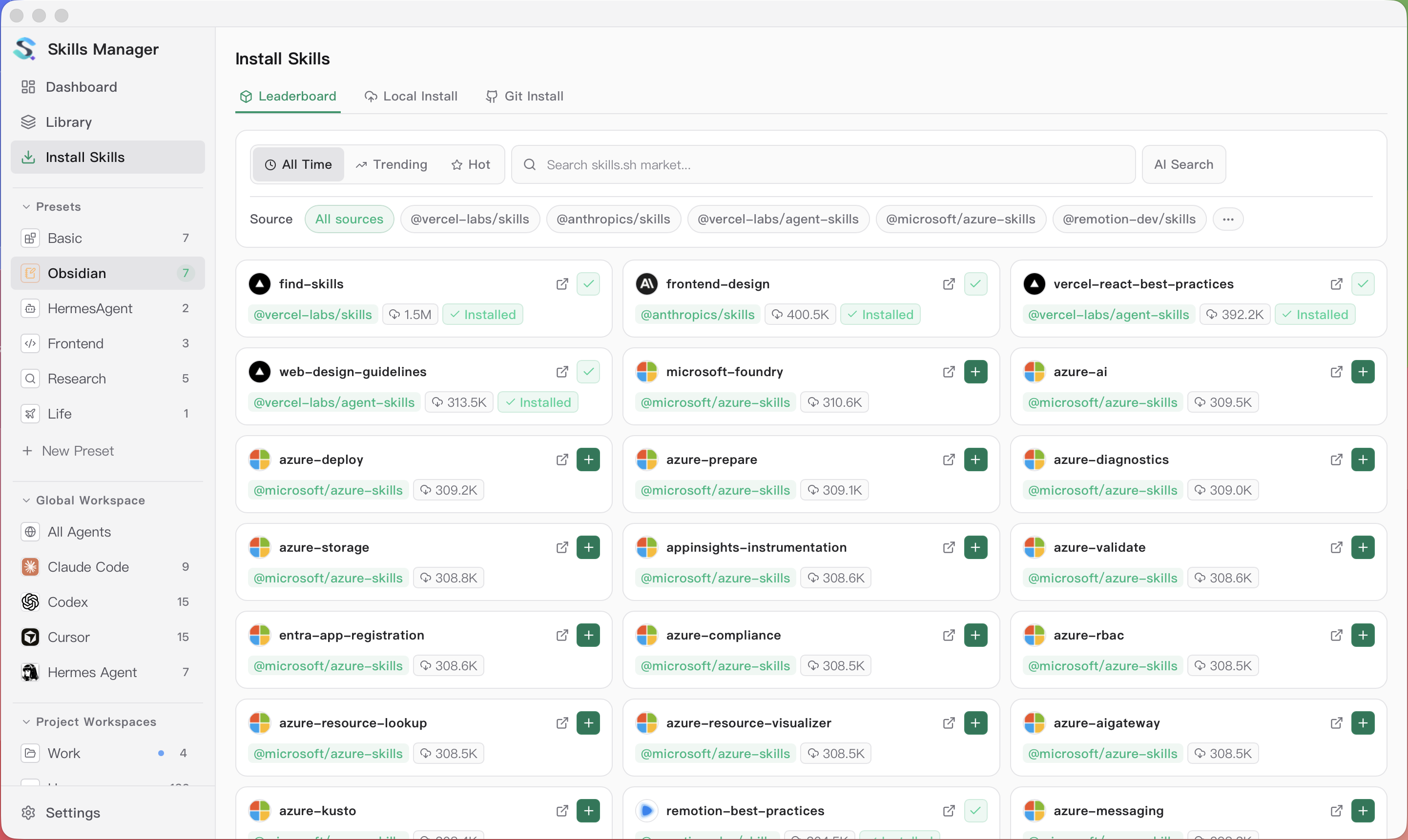 Install Skills Marketplace