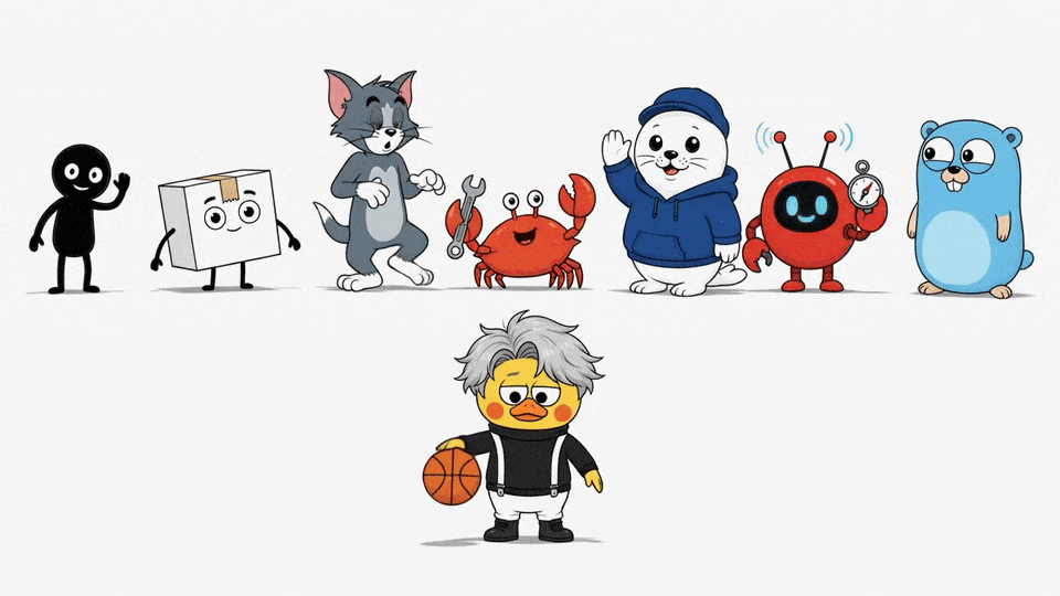 Visual IP Illustrations animated character lineup with Cai Xukun holding a basketball