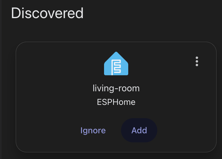 Home Assistant discovering the device as an ESPHome node