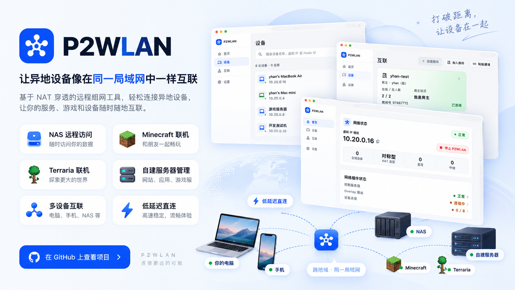 P2WLAN — 让异地设备像在同一局域网中一样互联