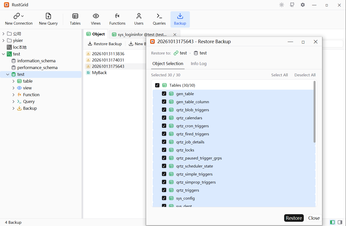 Backup and restore