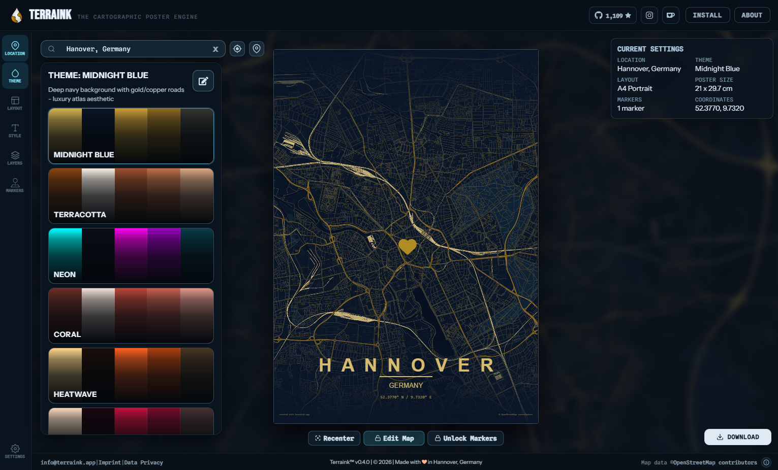 Terraink web UI